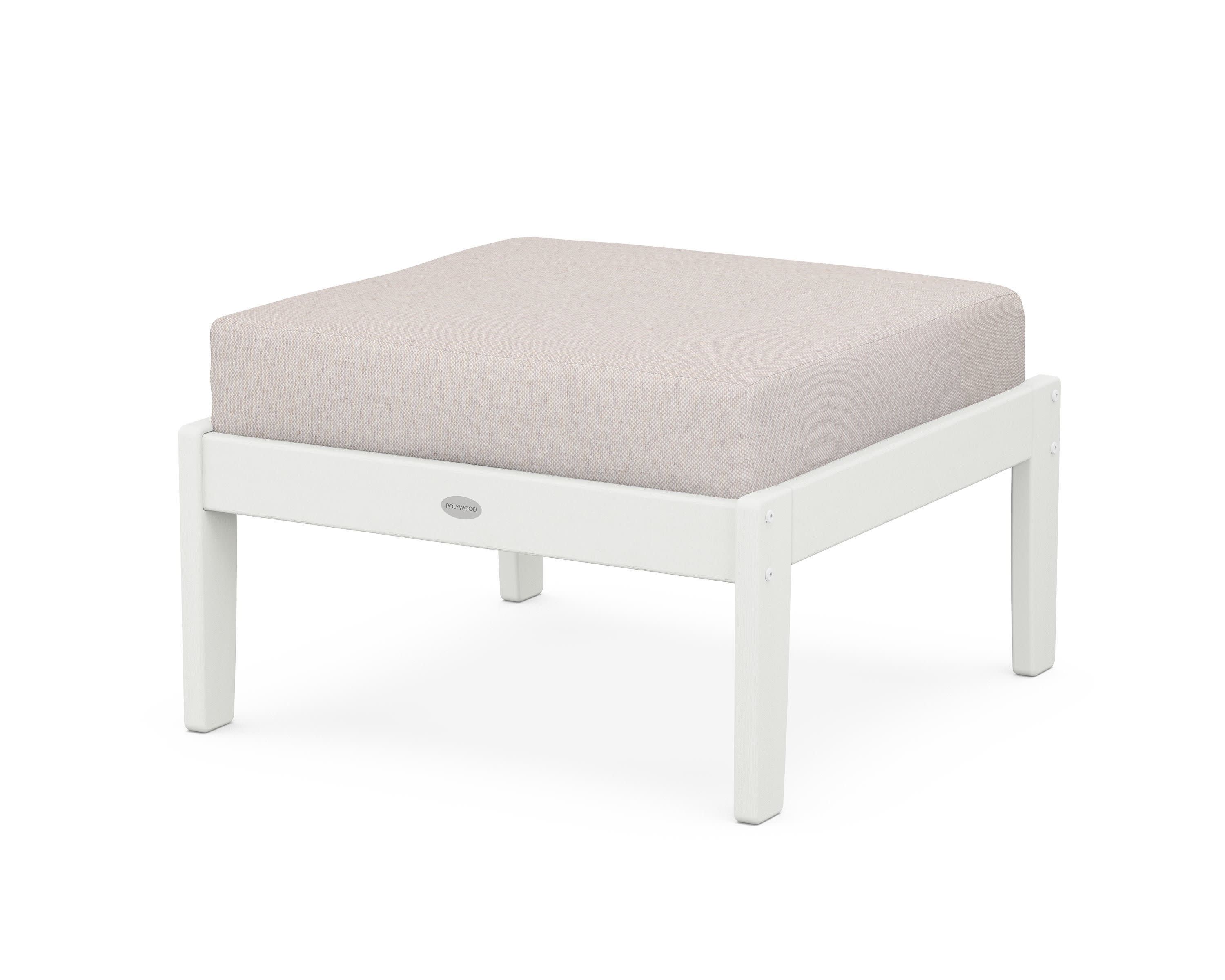 Braxton Deep Seating Ottoman in Vintage White / Dune Burlap