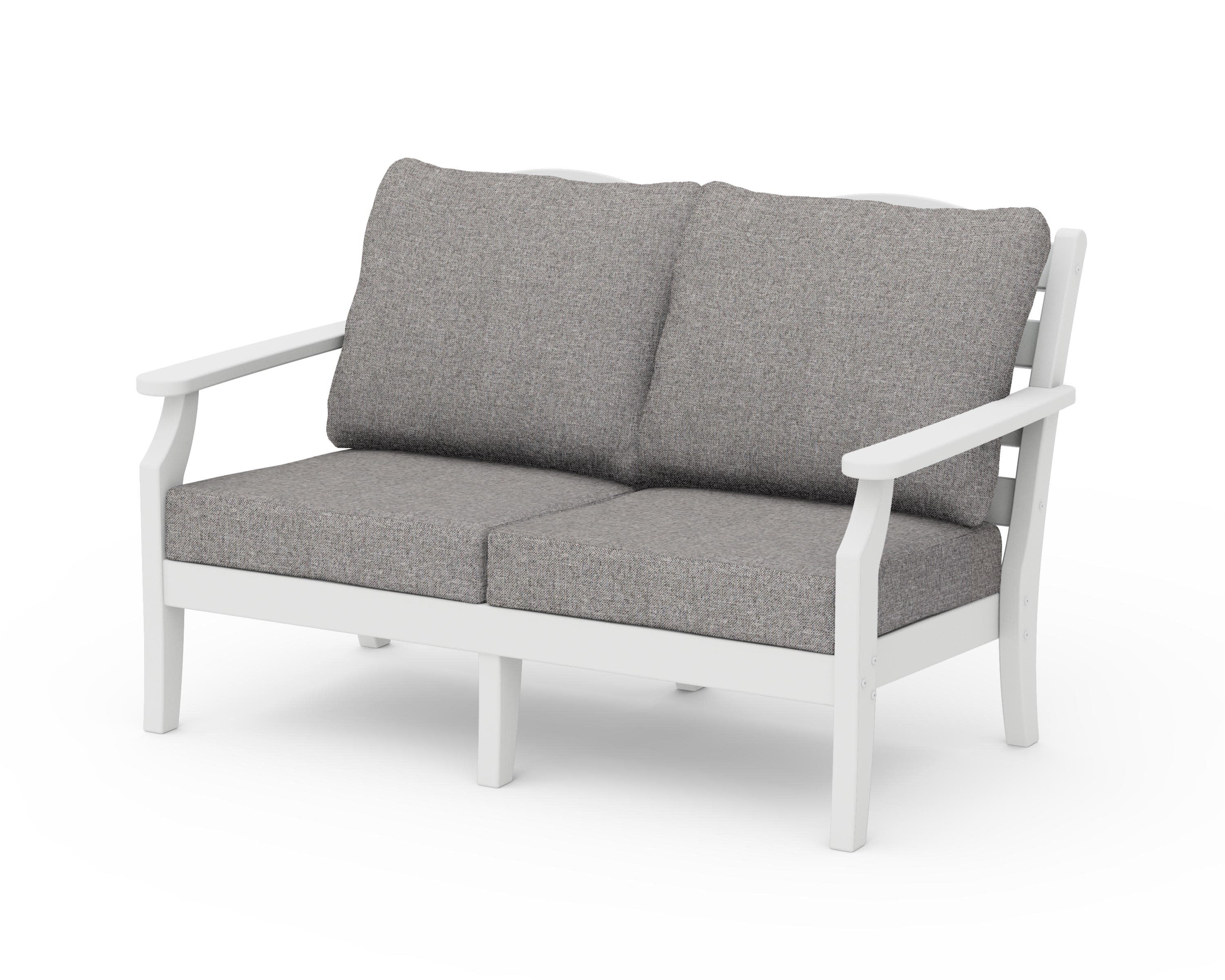 Savannah Deep Seating Loveseat in White / Grey Mist