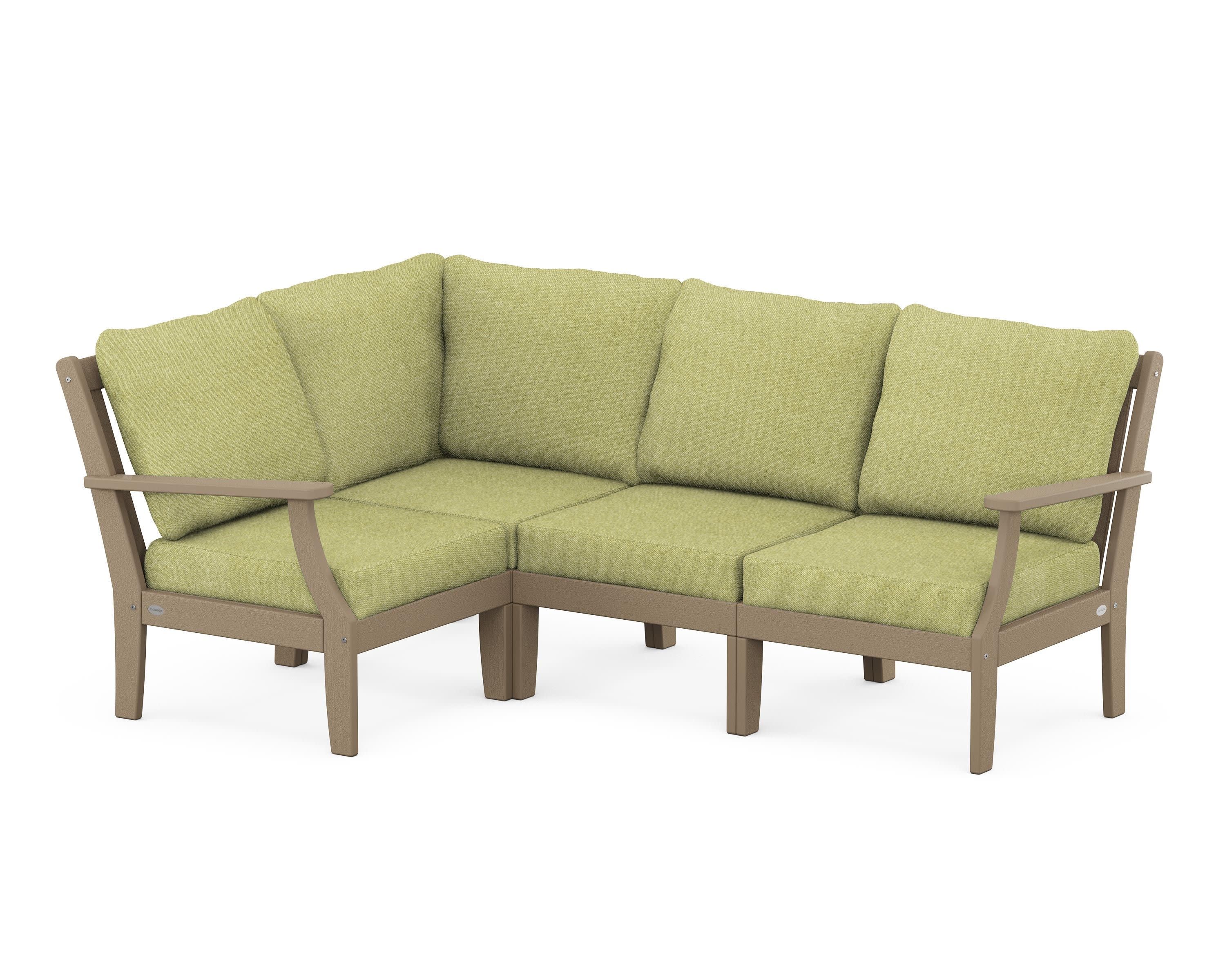 Braxton Modular 4-Piece Deep Seating Set in Vintage Sahara / Chartreuse Boucle