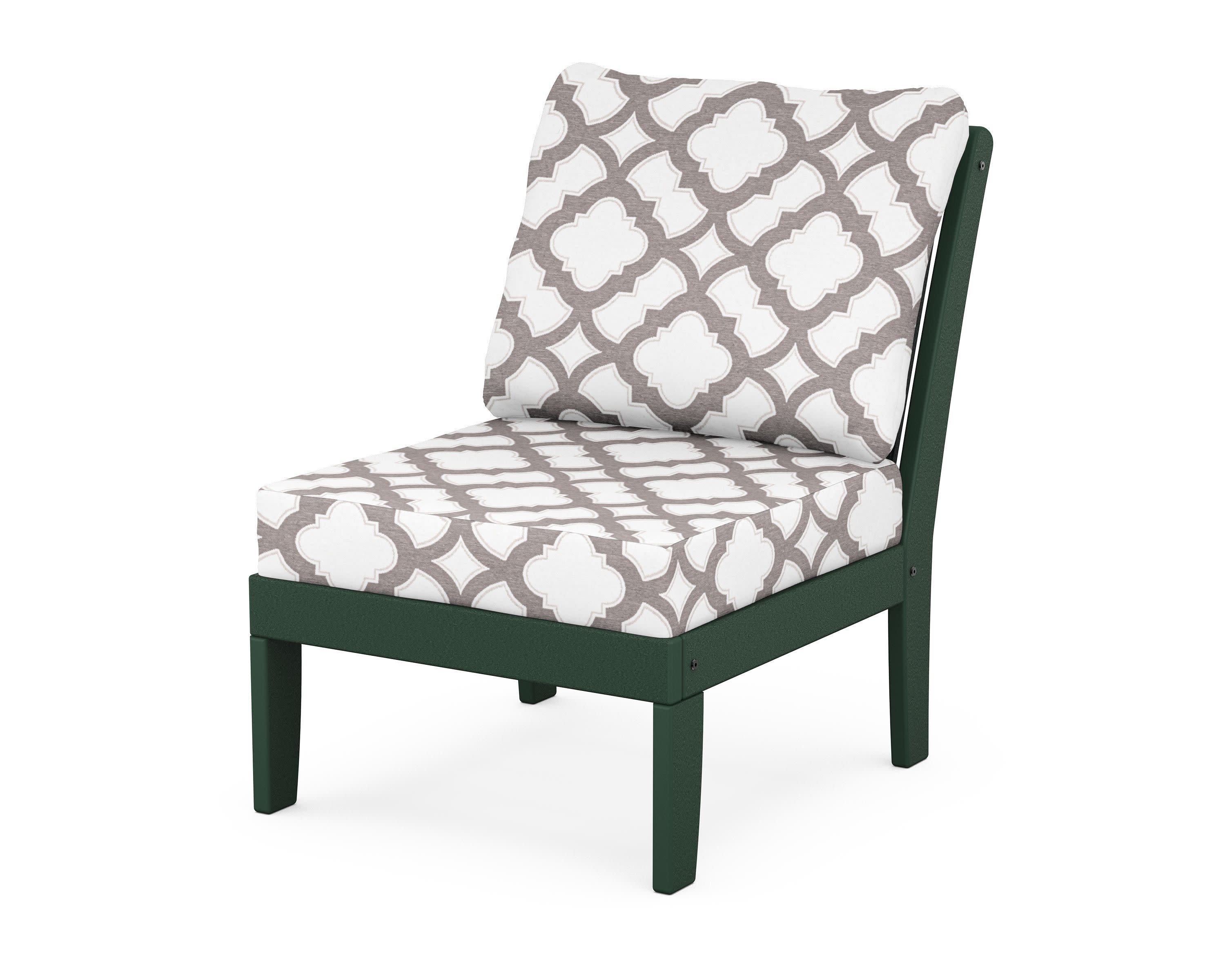 Braxton Modular Armless Chair in Green / Trellis Grey Mist