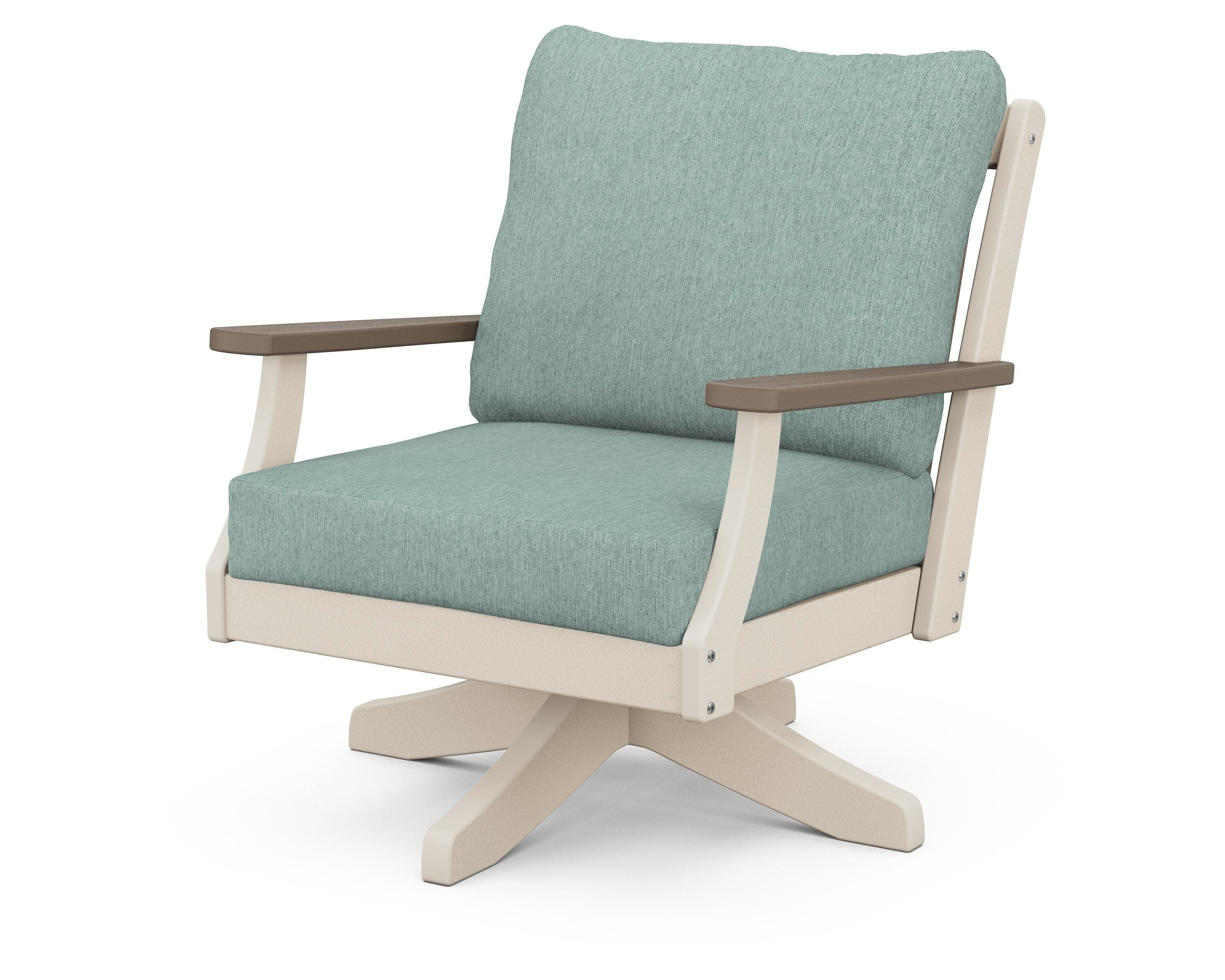 Braxton Deep Seating Swivel Chair in Sand / Kona / Glacier Spa