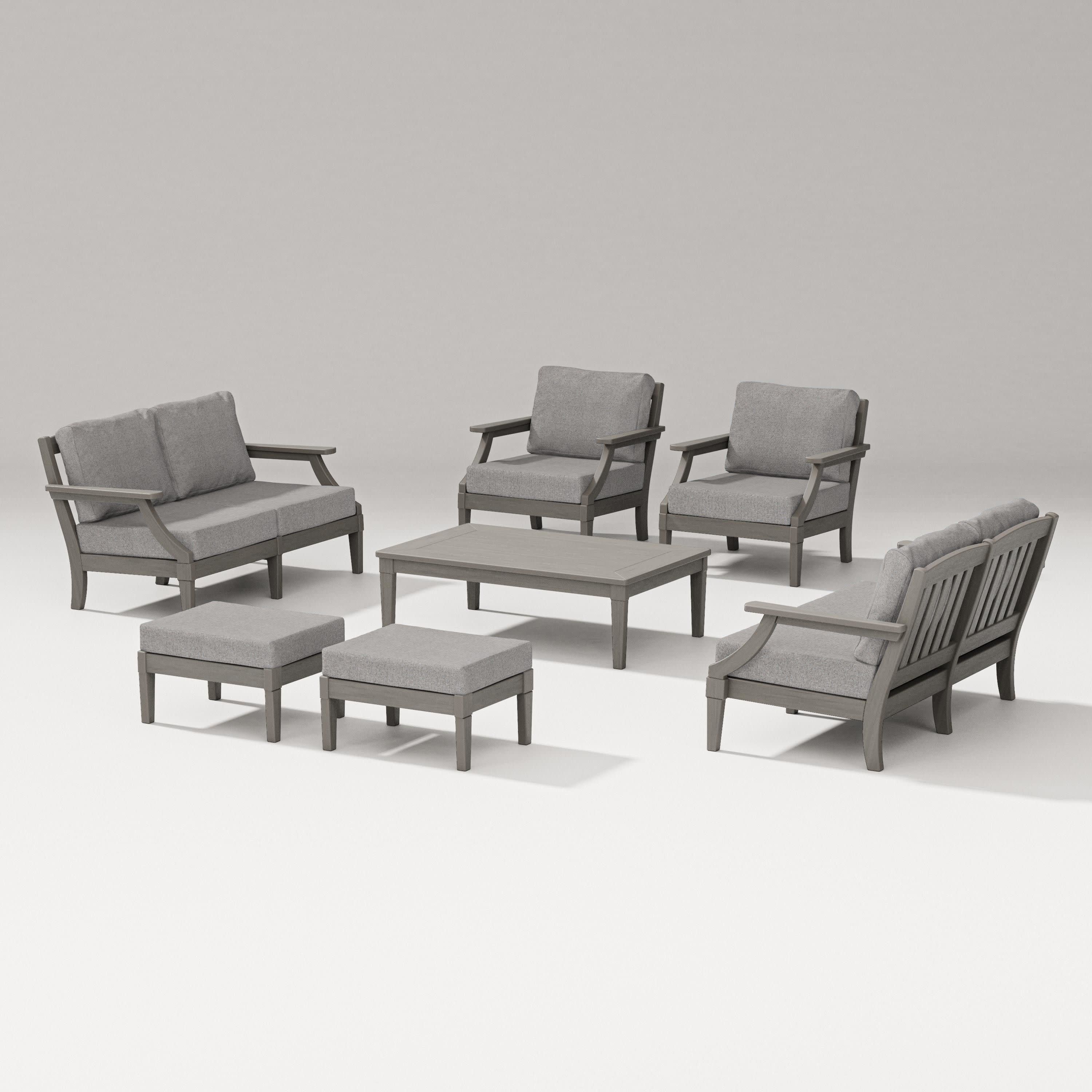 Estate 7-Piece Lounge Loveseat Set in Driftwood / Grey Mist