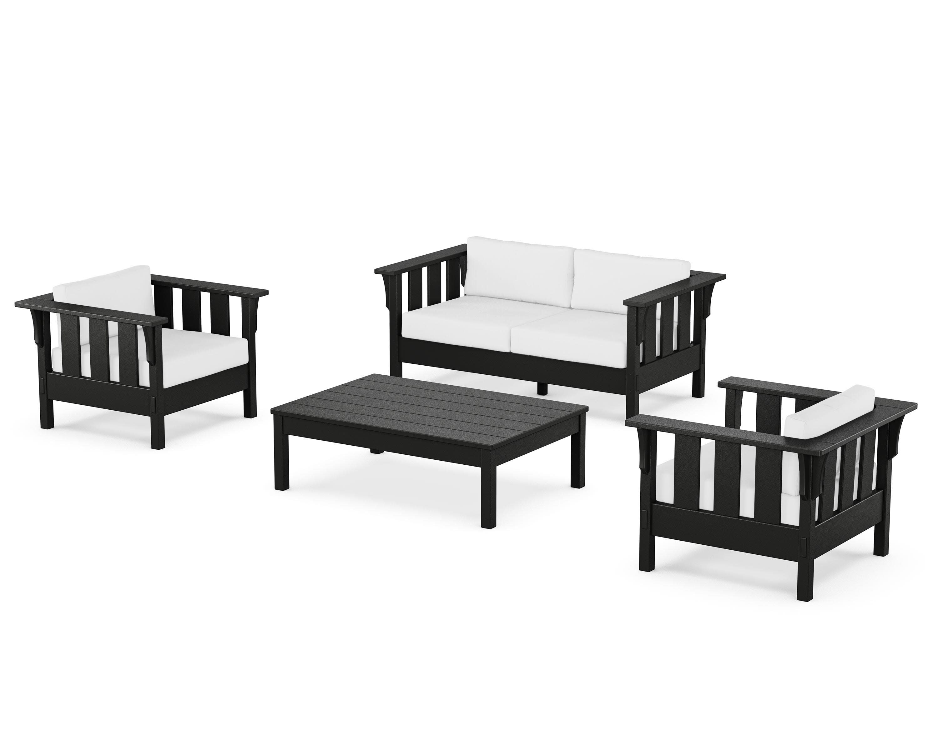 Acadia 4-Piece Deep Seating Set with Loveseat in Black / Natural