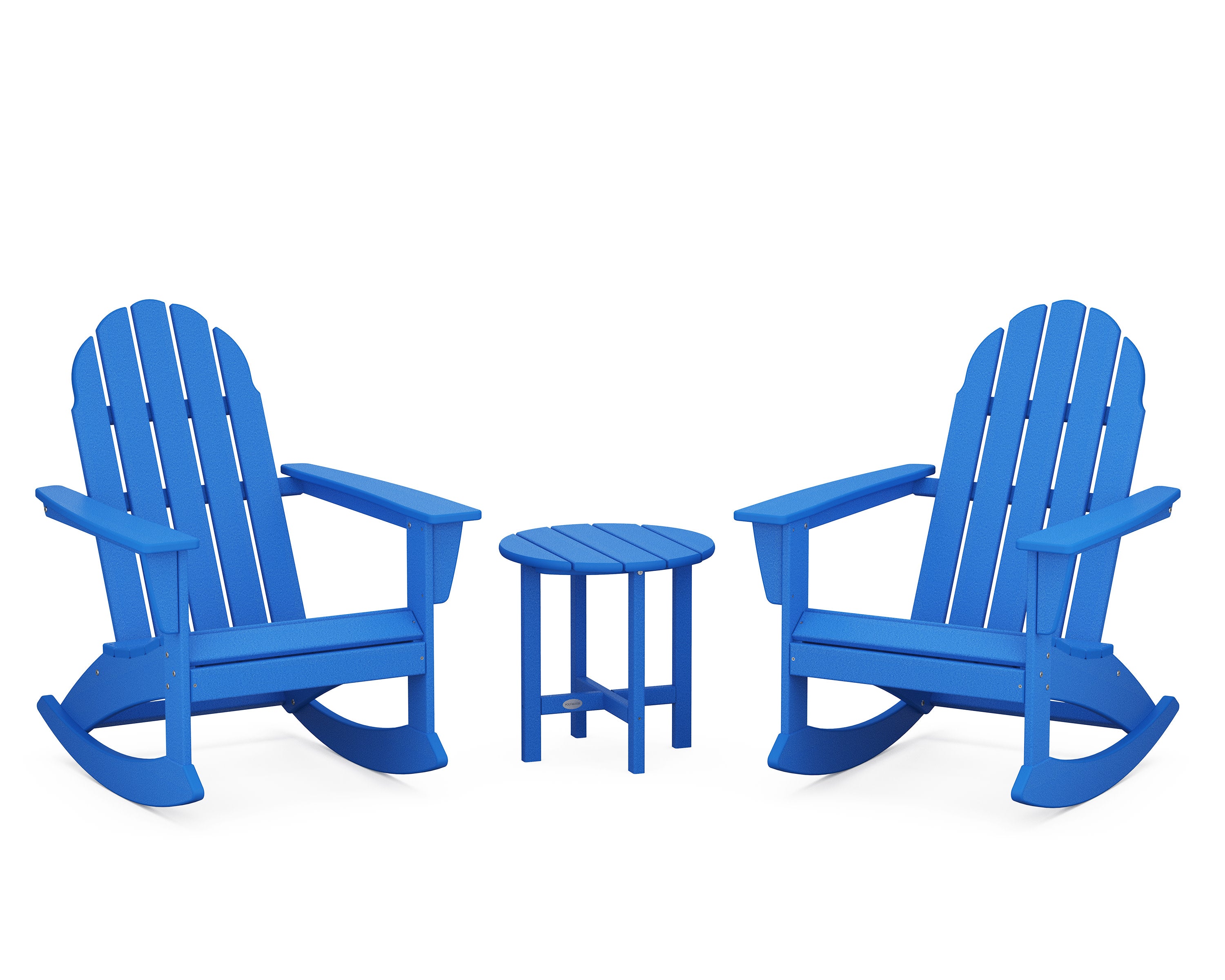 Vineyard 3-Piece Adirondack Rocking Chair Set in Pacific Blue