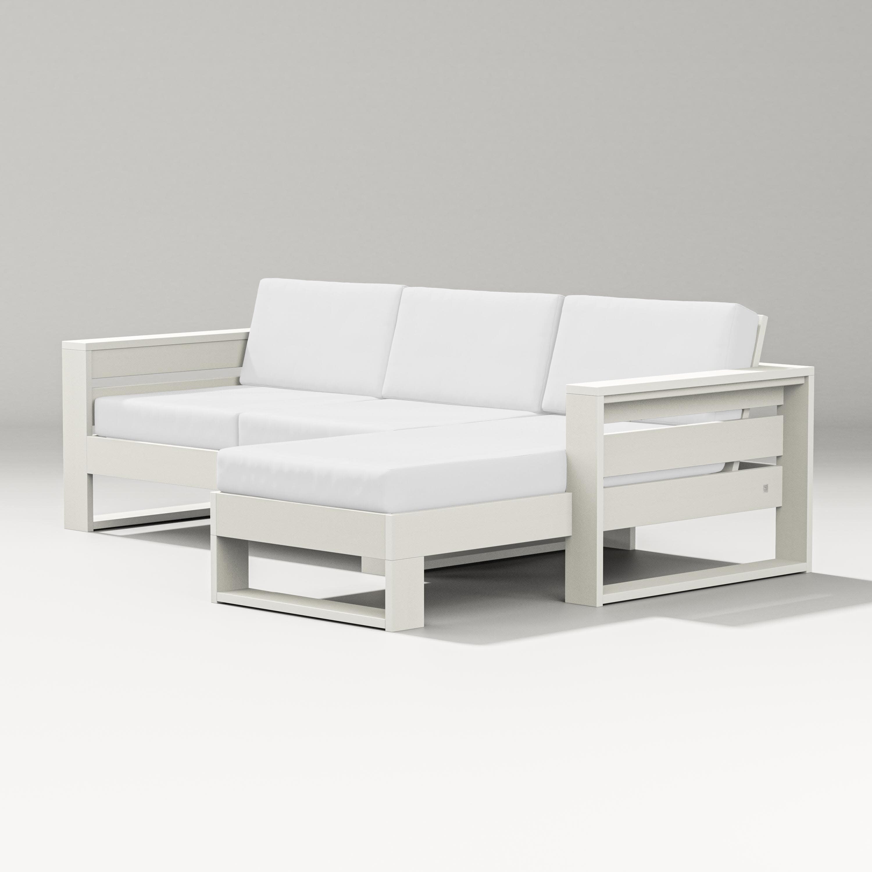 Latitude Right Chaise Sectional in Vintage White / Natural