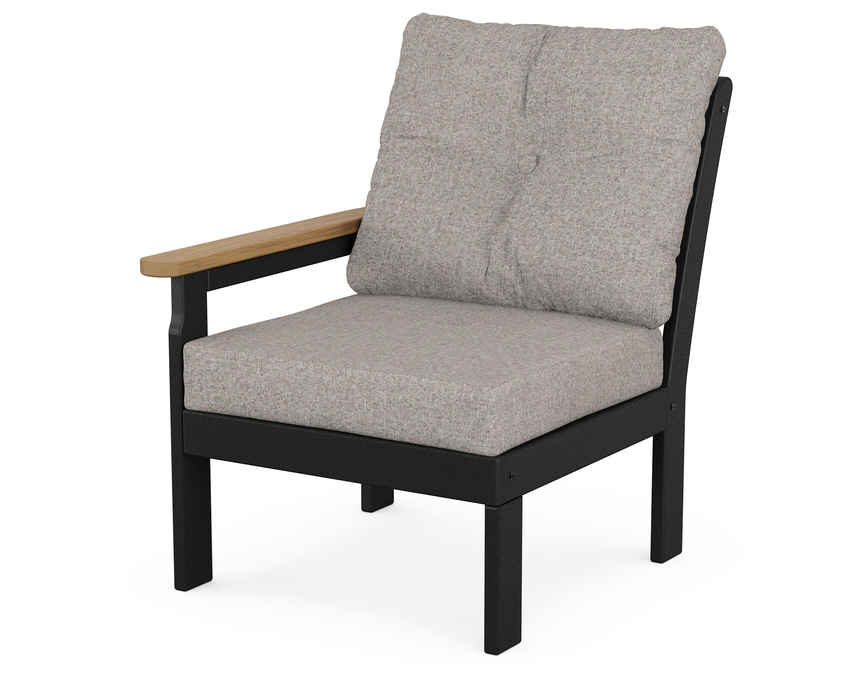 Vineyard Modular Left Arm Chair in Black / Natural / Weathered Tweed