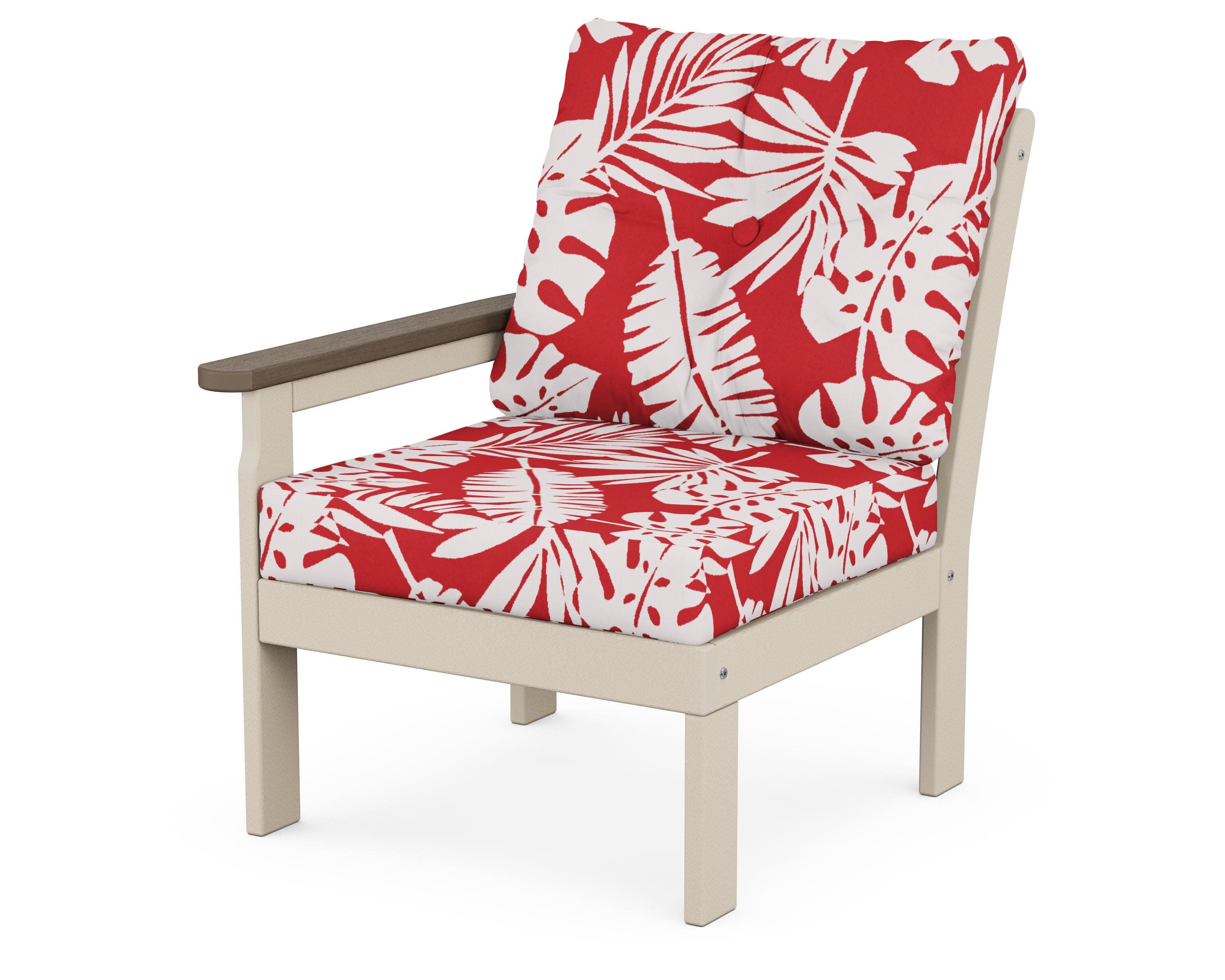 Vineyard Modular Left Arm Chair in Sand / Kona / Leaf Crimson