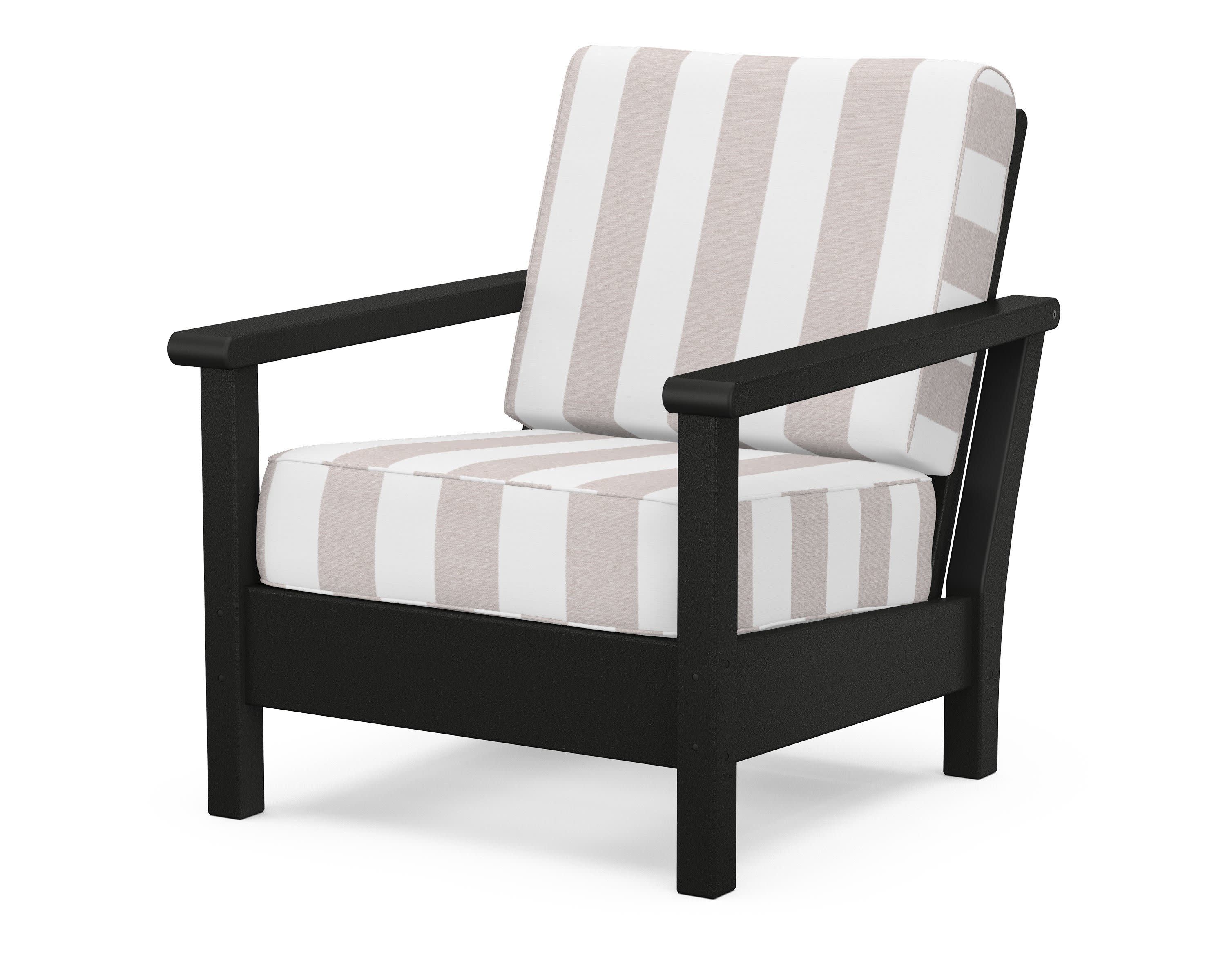 Harbour Deep Seating Chair in Black / Cabana Stripe Dune Burlap