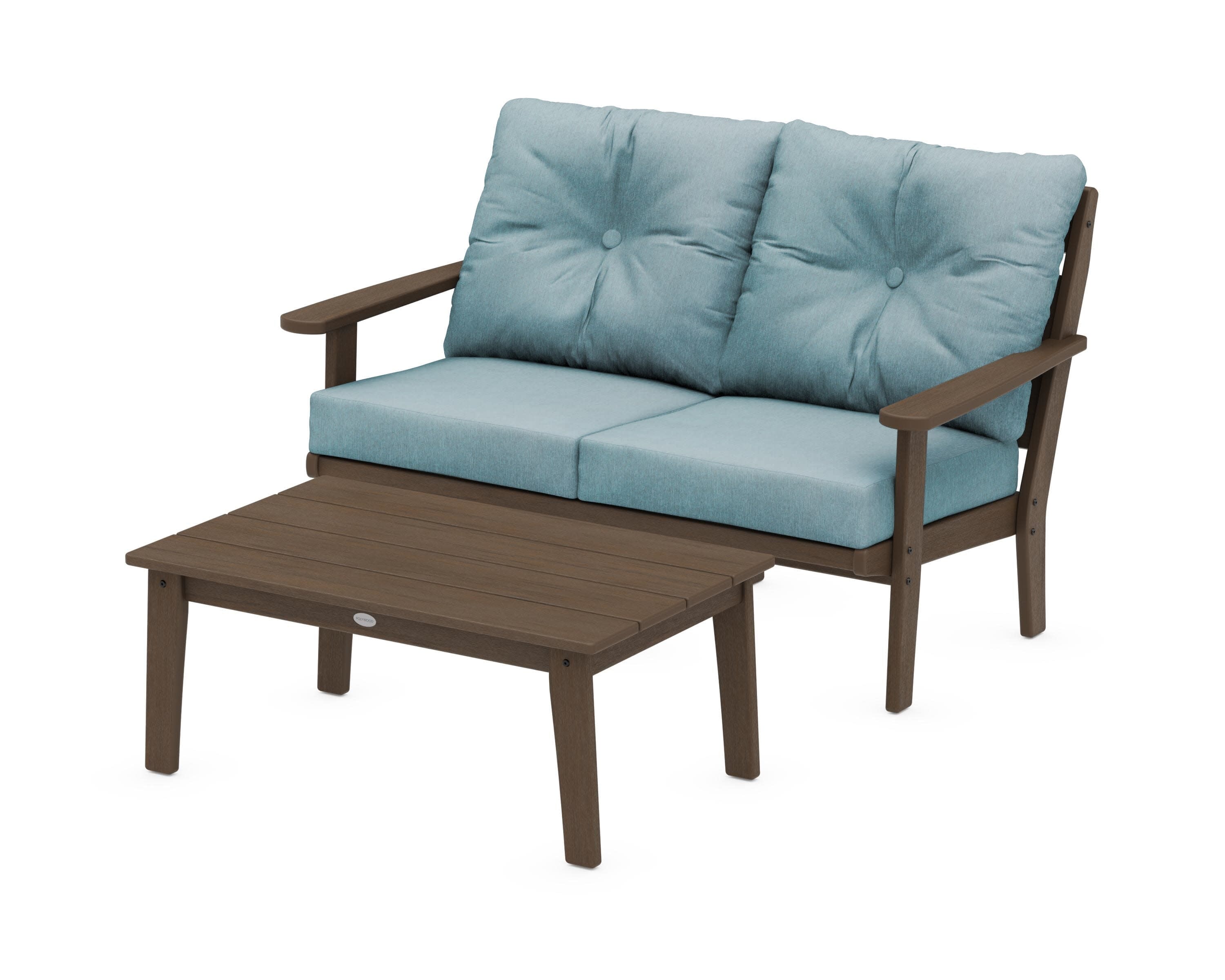 Lakeside 2-Piece Lounge Loveseat Set in Kona / Ocean Teal