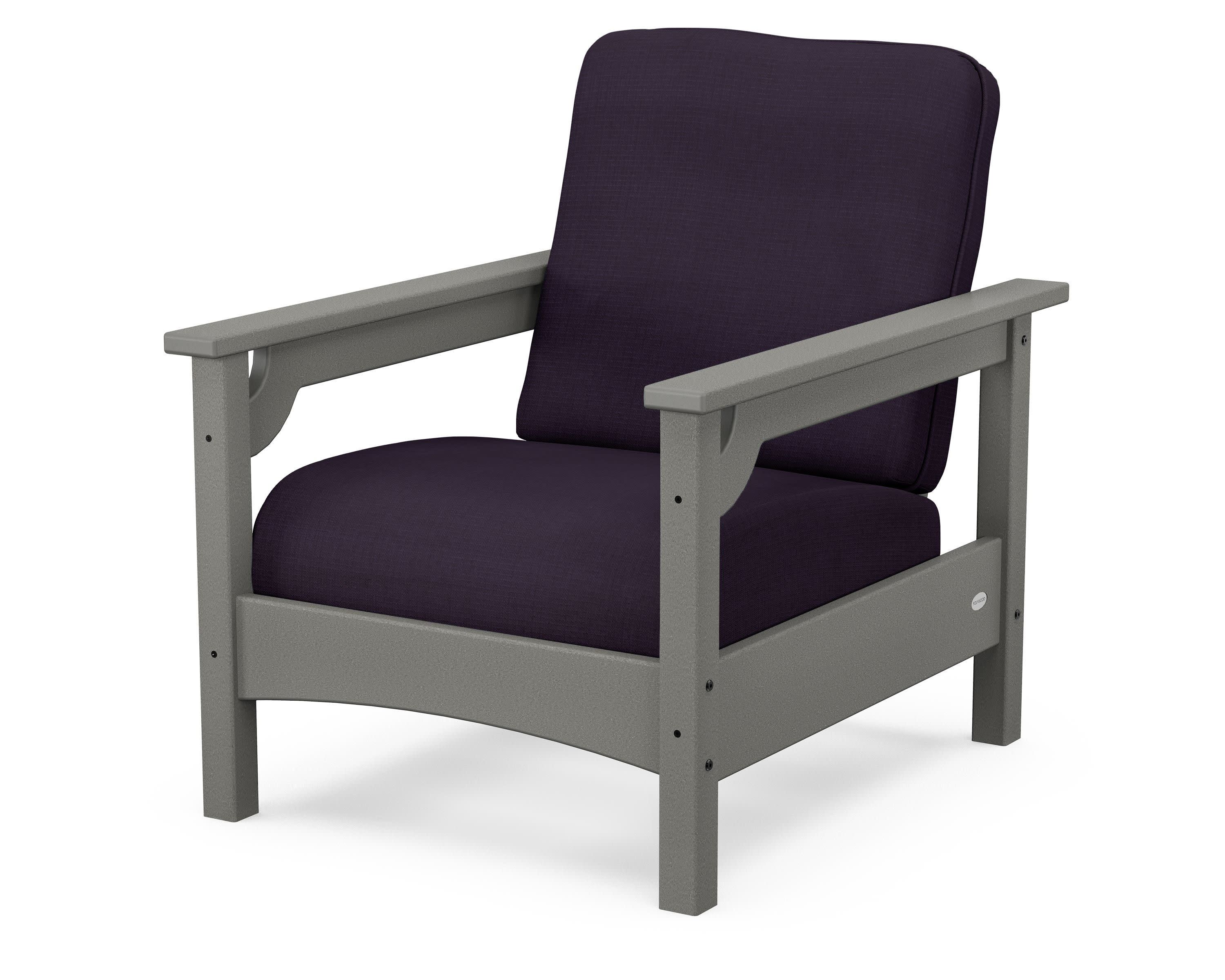Club Chair in Slate Grey / Navy Linen