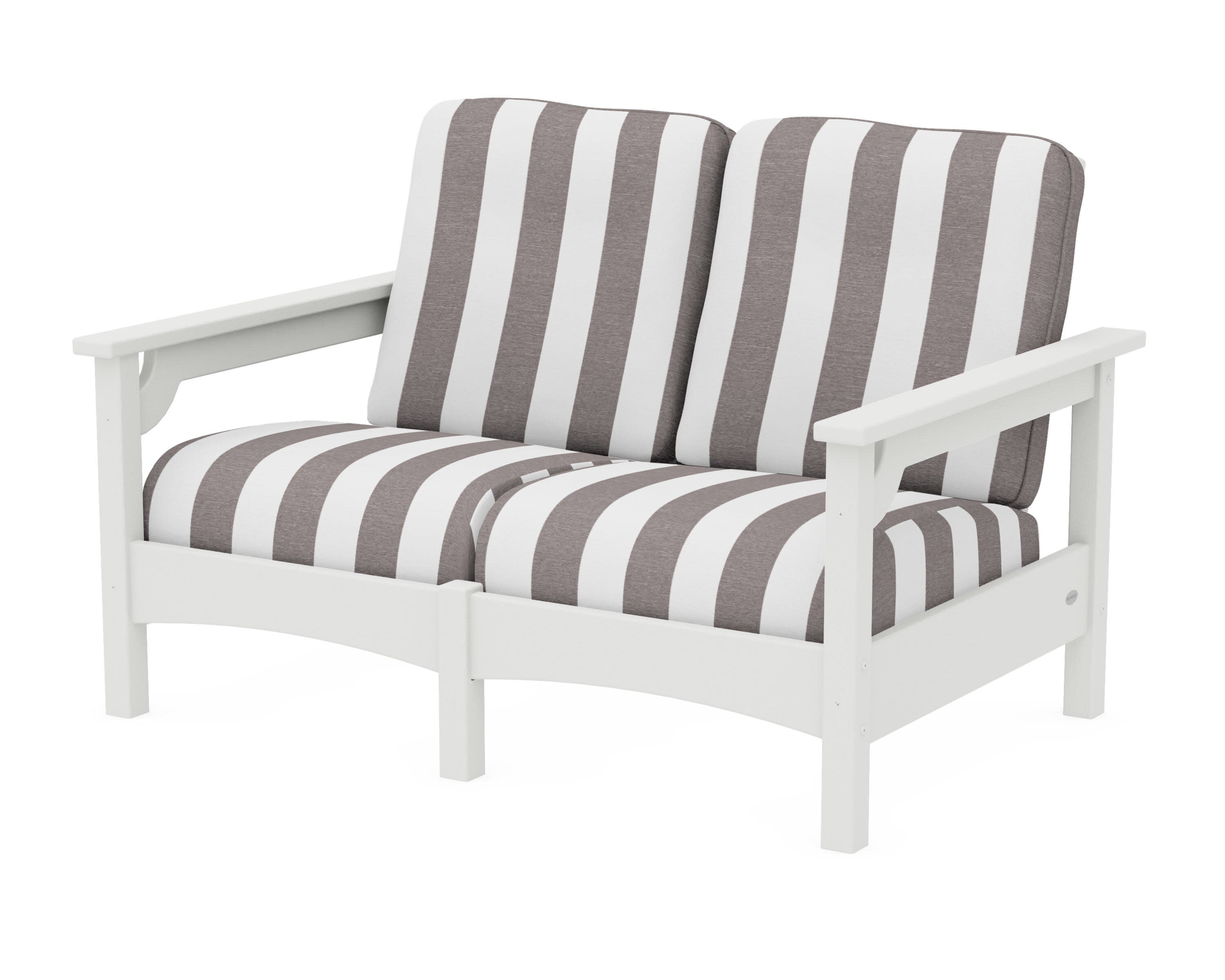 Club Loveseat in Vintage White / Cabana Stripe Grey Mist
