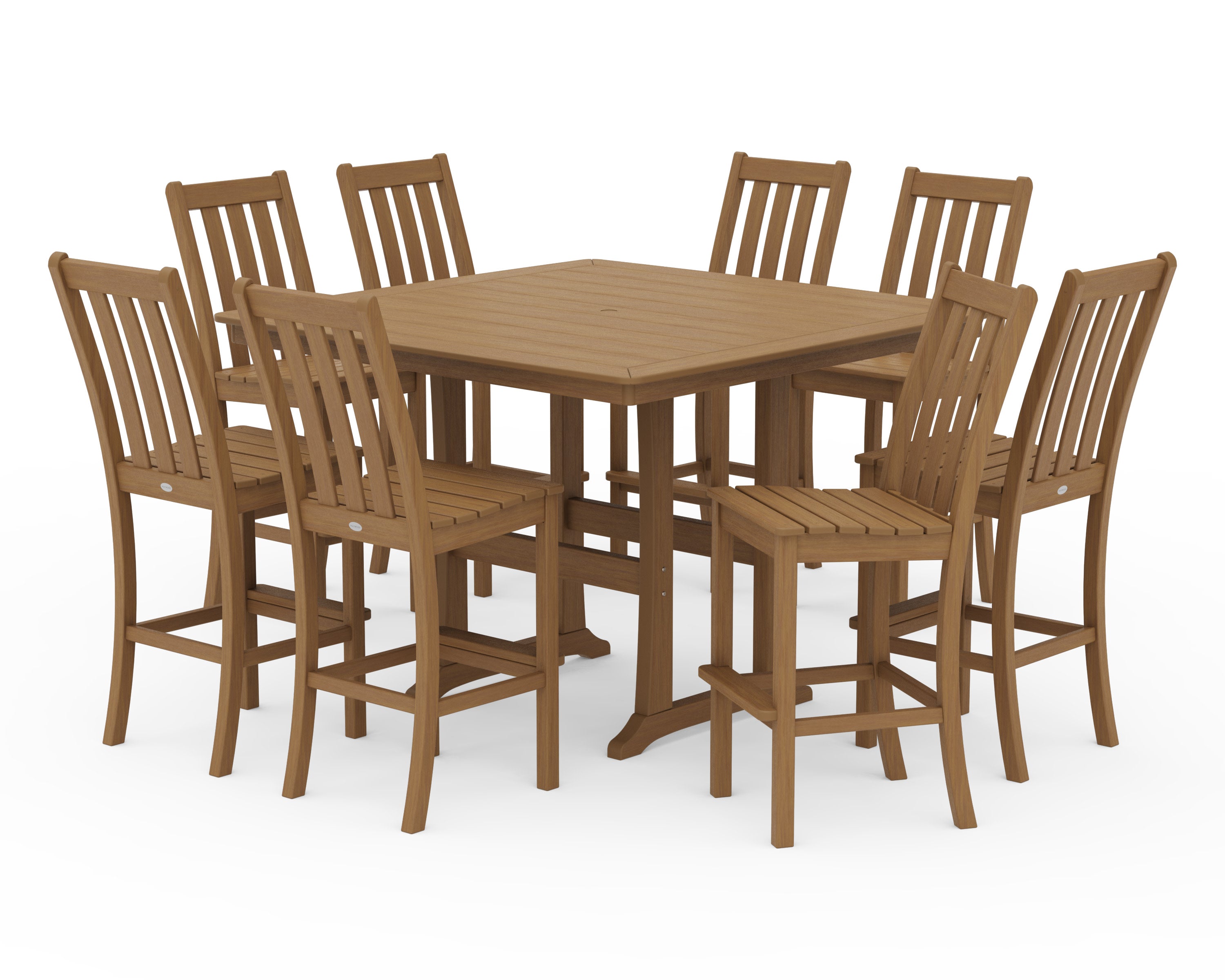 Vineyard 9-Piece Nautical Trestle Bar Set in Natural