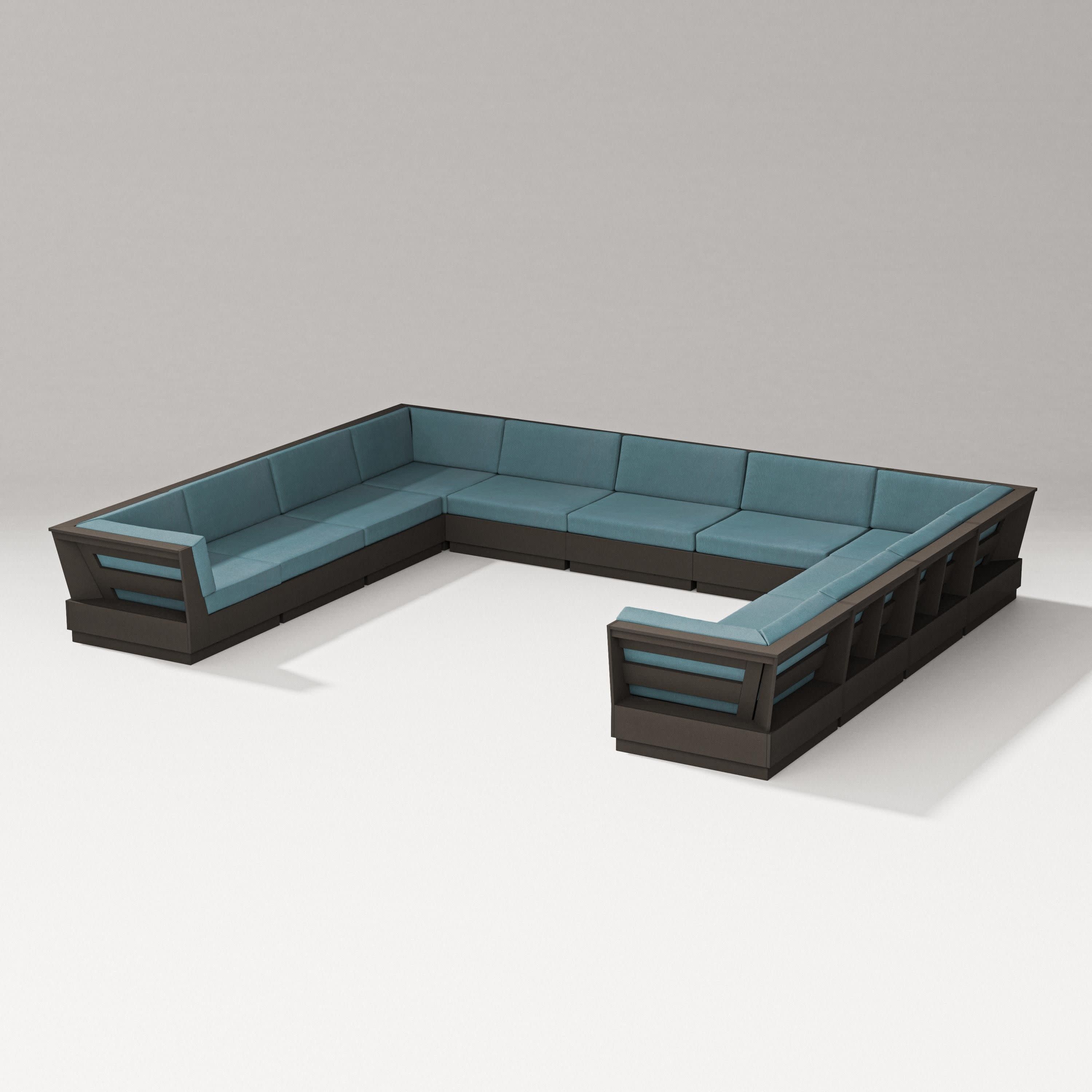 Elevate Large U-Shaped Sectional in Vintage Coffee / Ocean Teal