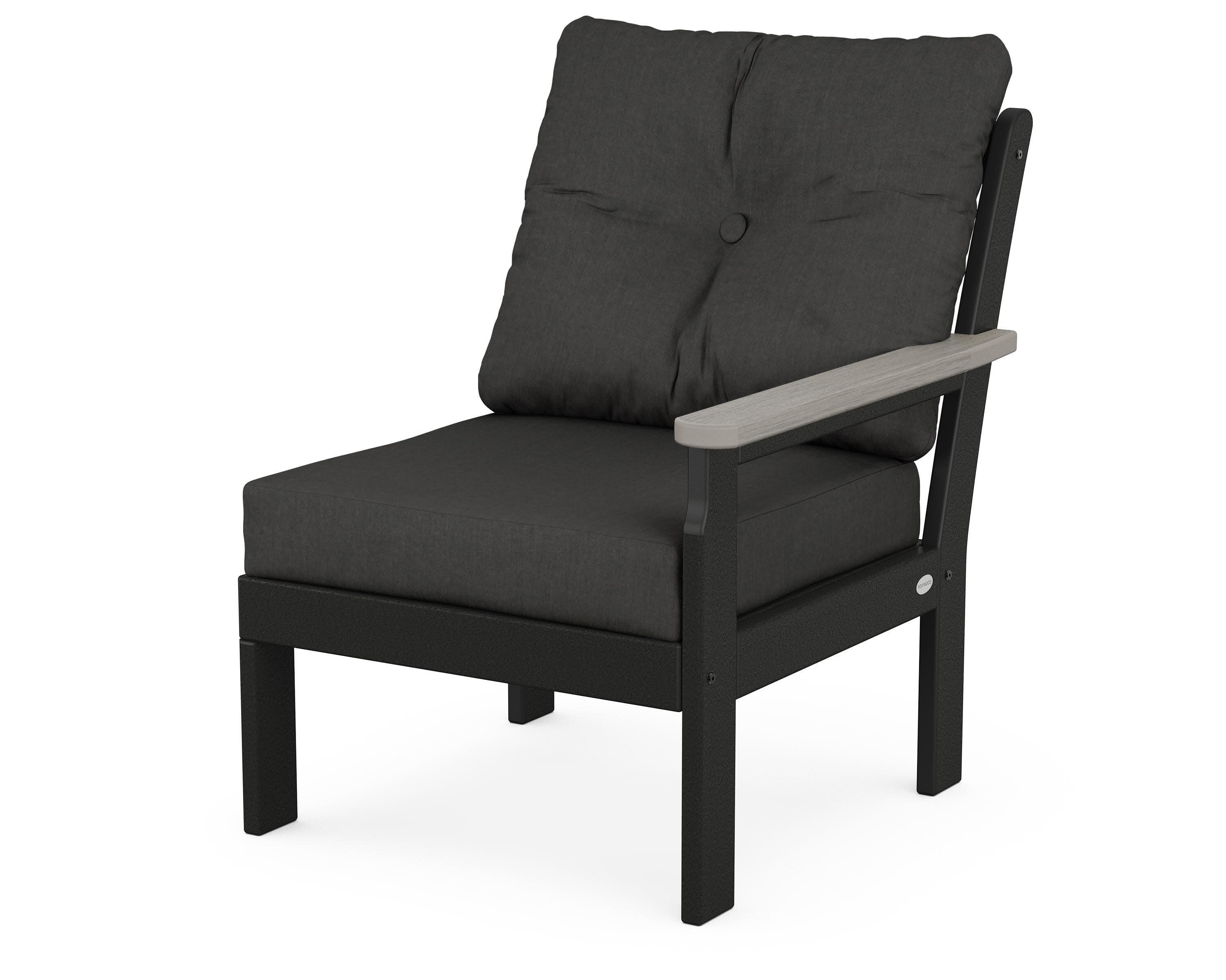 Vineyard Modular Right Arm Chair in Black / Driftwood / Spectrum Carbon