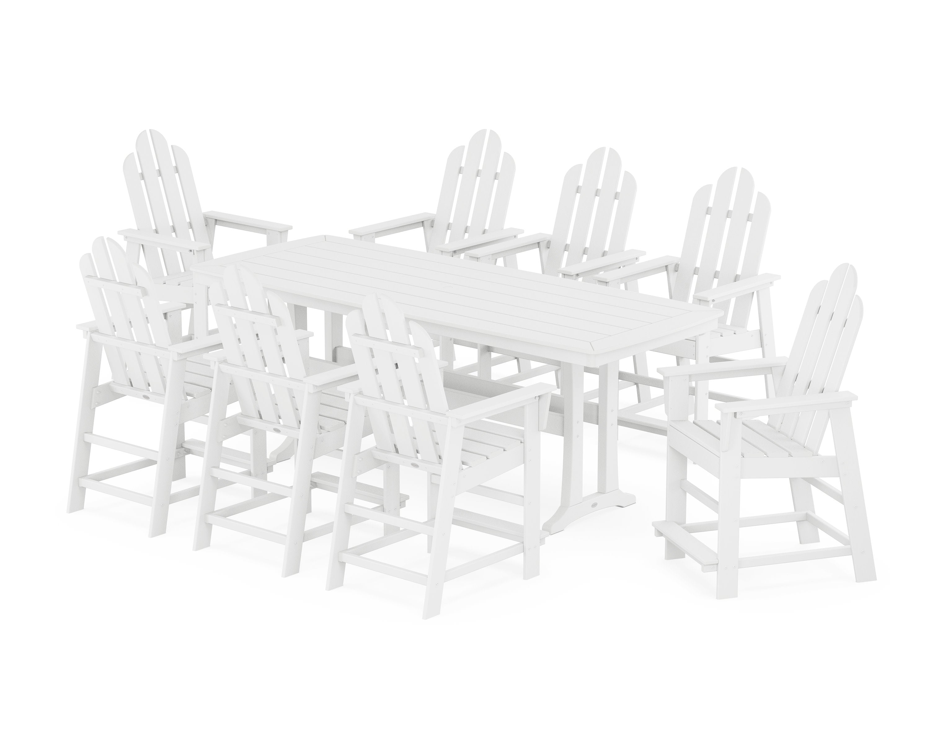 Long Island 9-Piece Counter Set with Trestle Legs in White