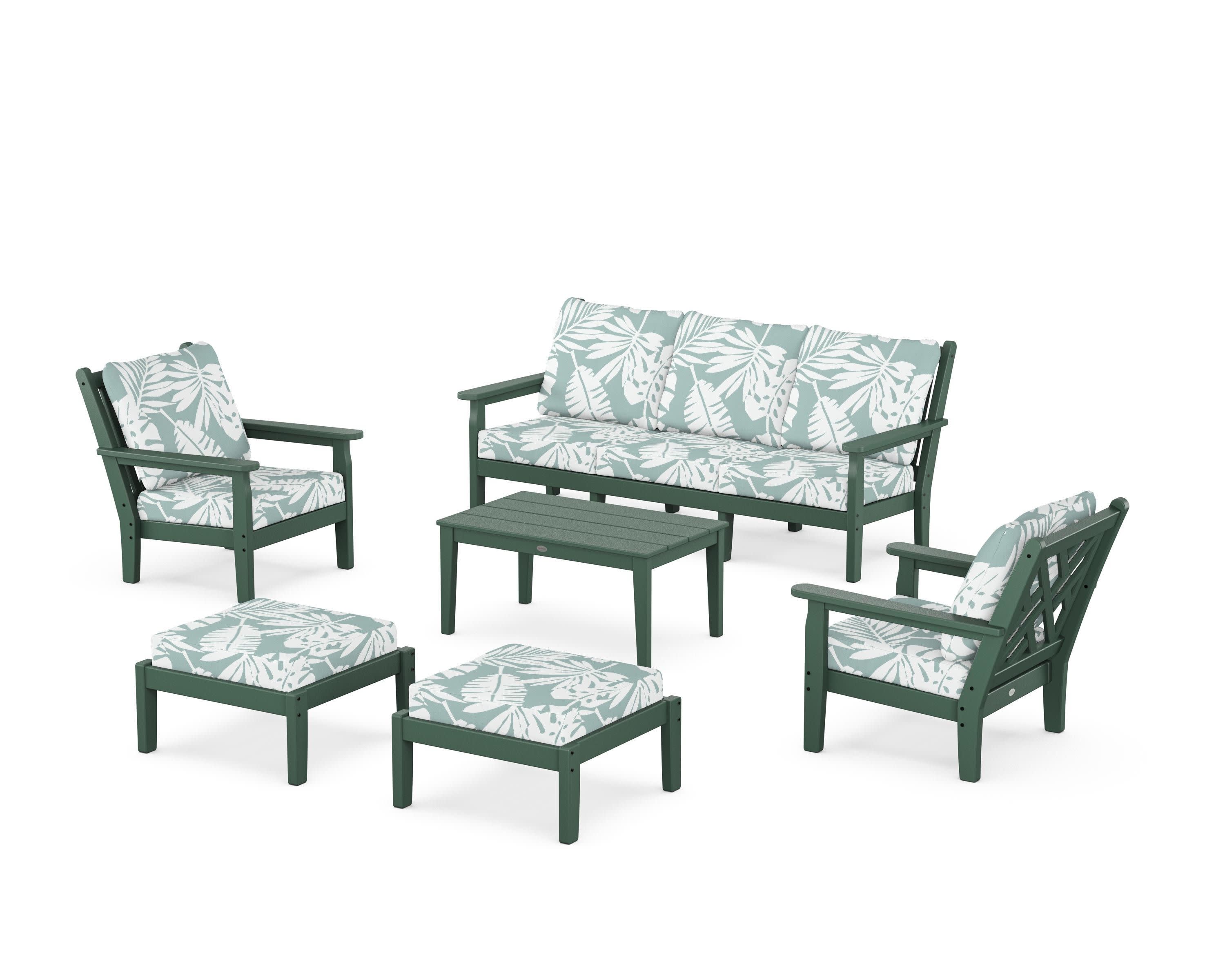 Chippendale 6-Piece Lounge Sofa Set in Green / Leaf Glacier Spa