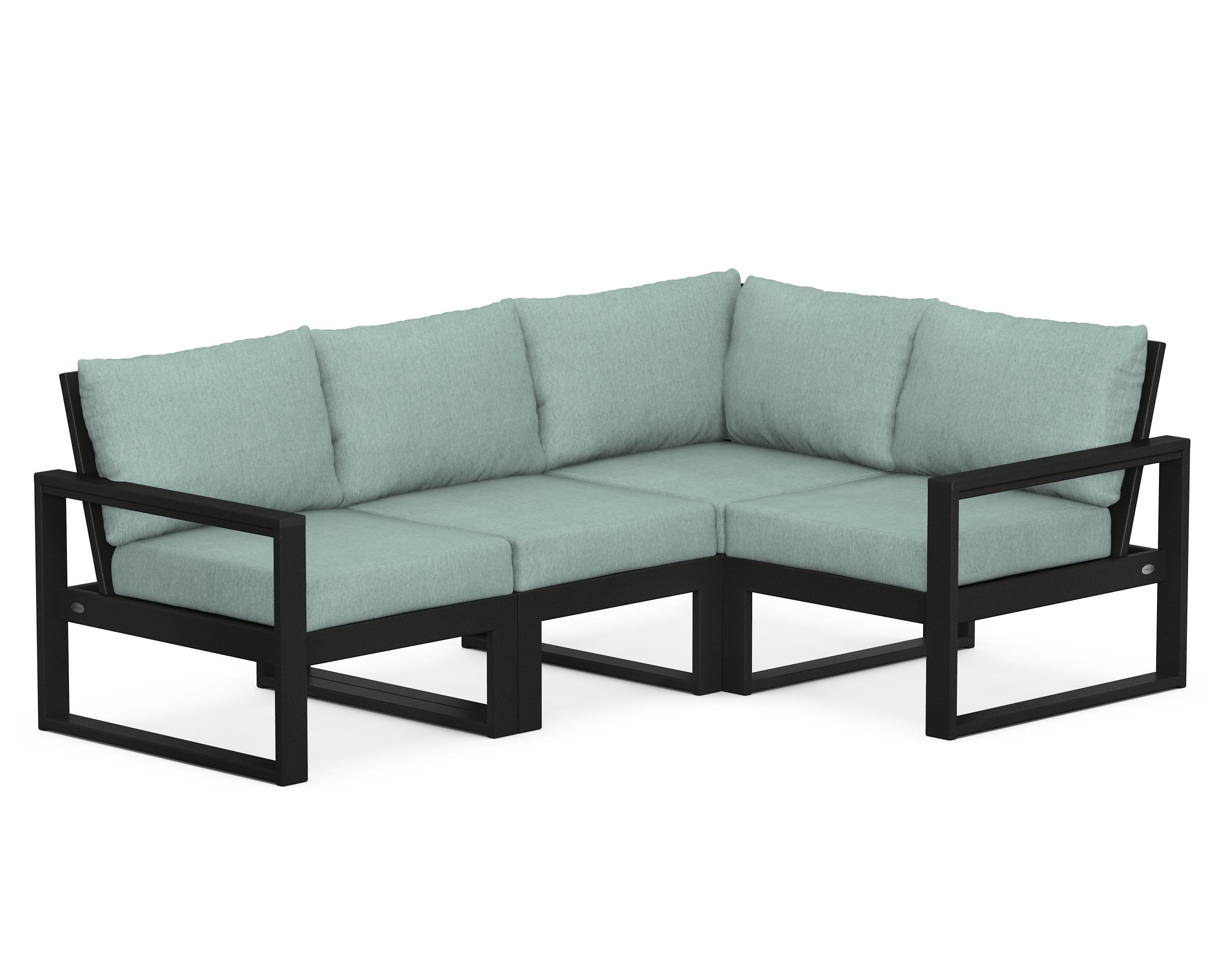 EDGE 4-Piece Modular Deep Seating Set in Black / Glacier Spa