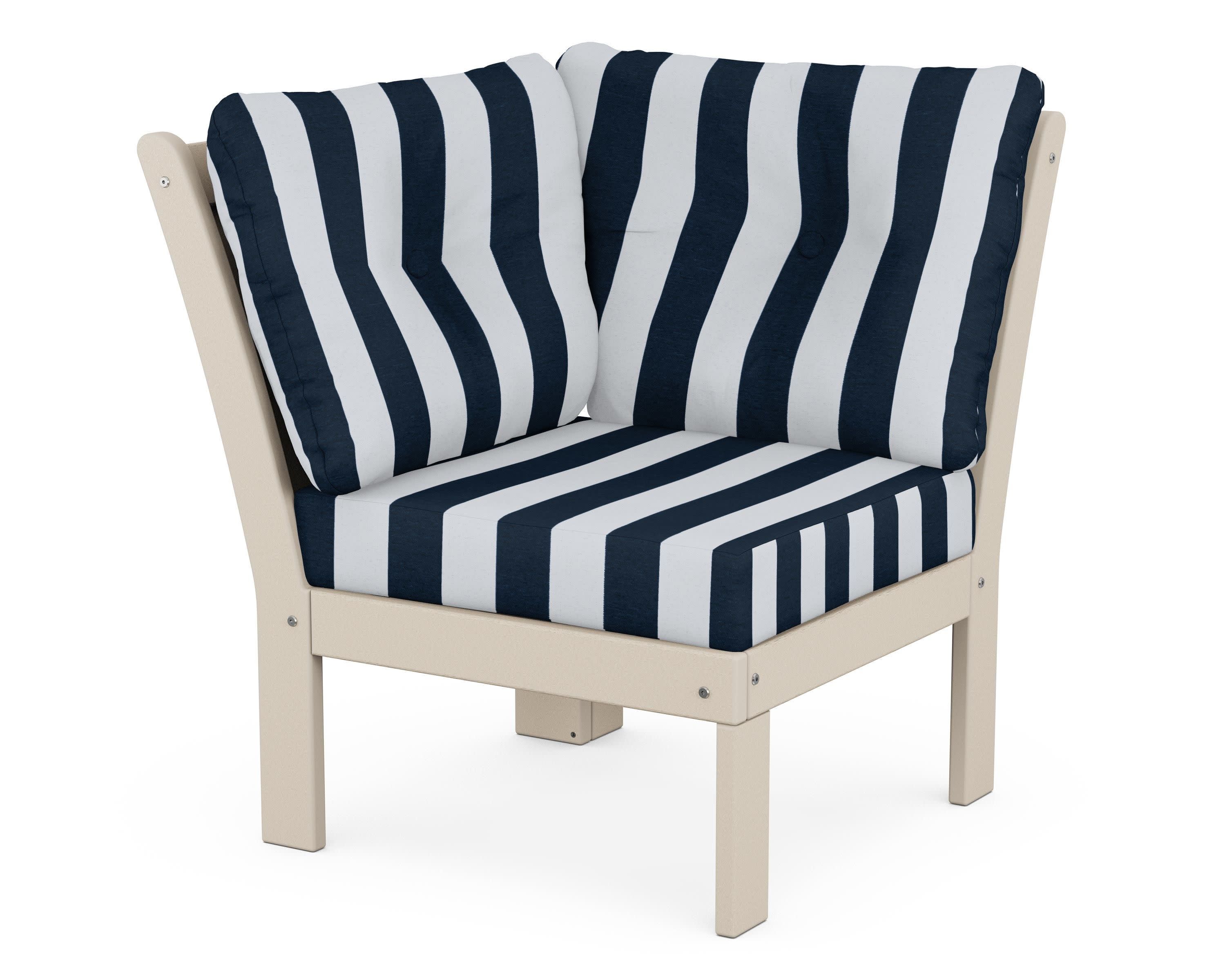 Vineyard Modular Corner Chair in Sand / Cabana Stripe Marine Indigo
