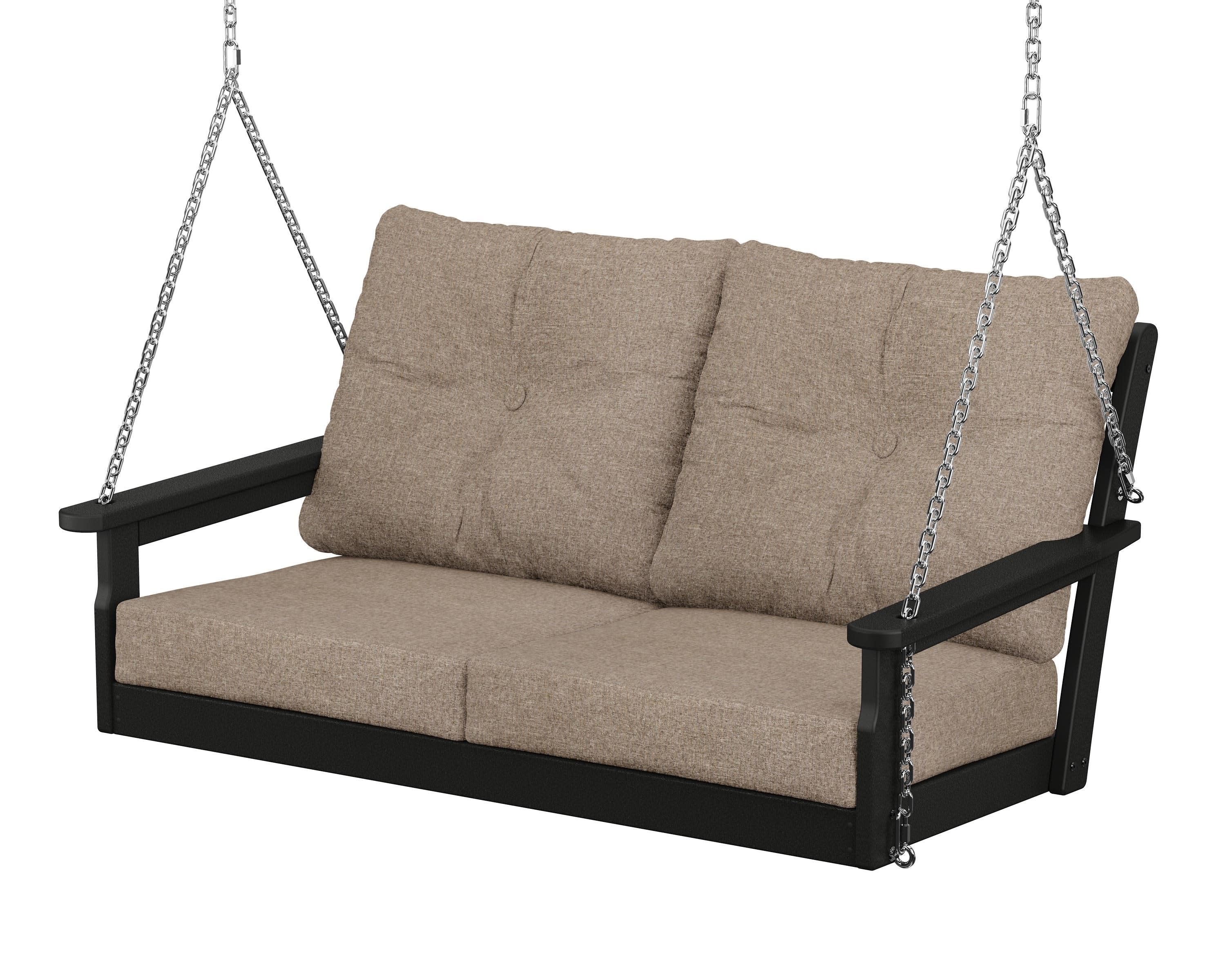 Vineyard Deep Seating Swing in Black / Spiced Burlap