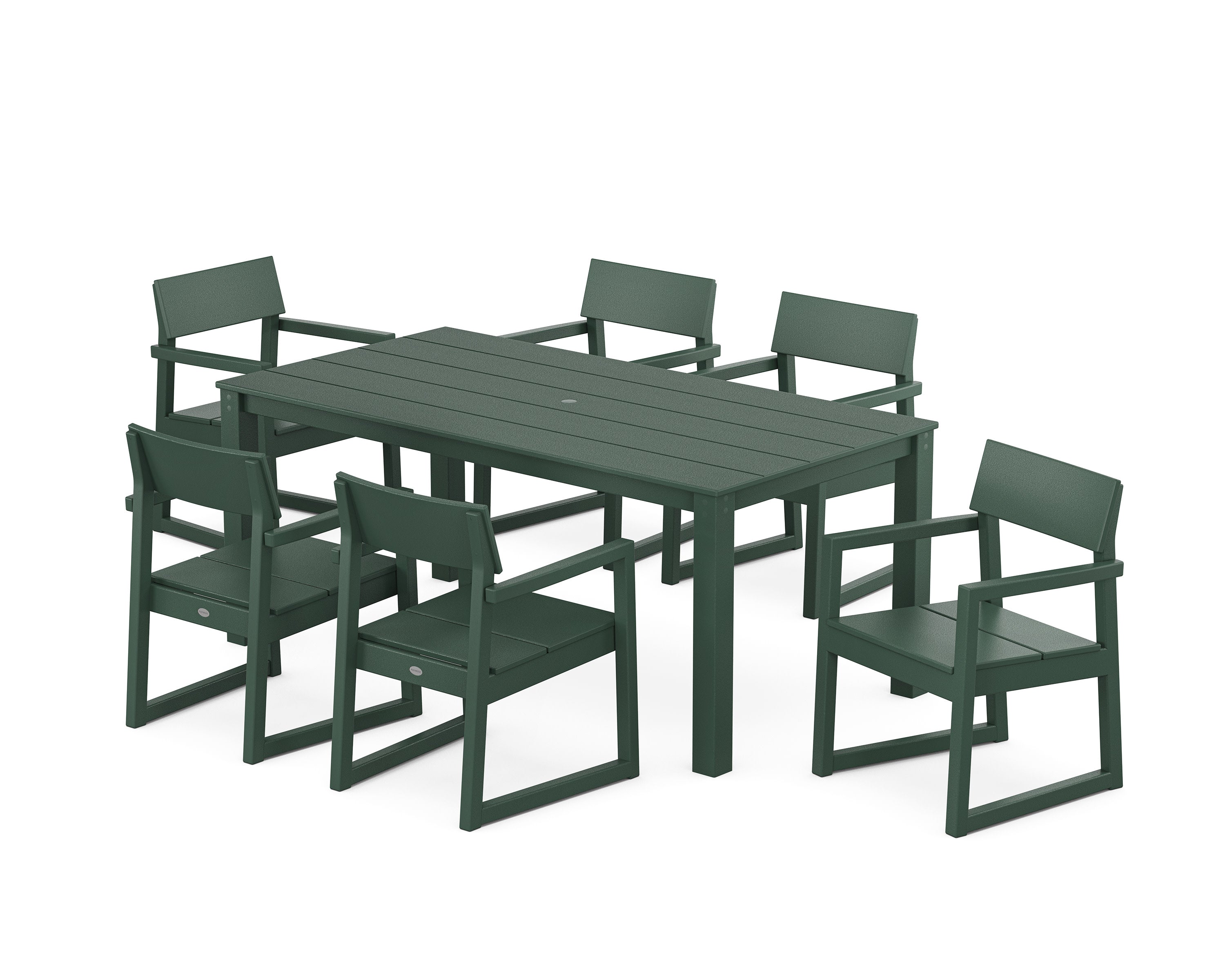 EDGE Arm Chair 7-Piece Parsons Dining Set in Green