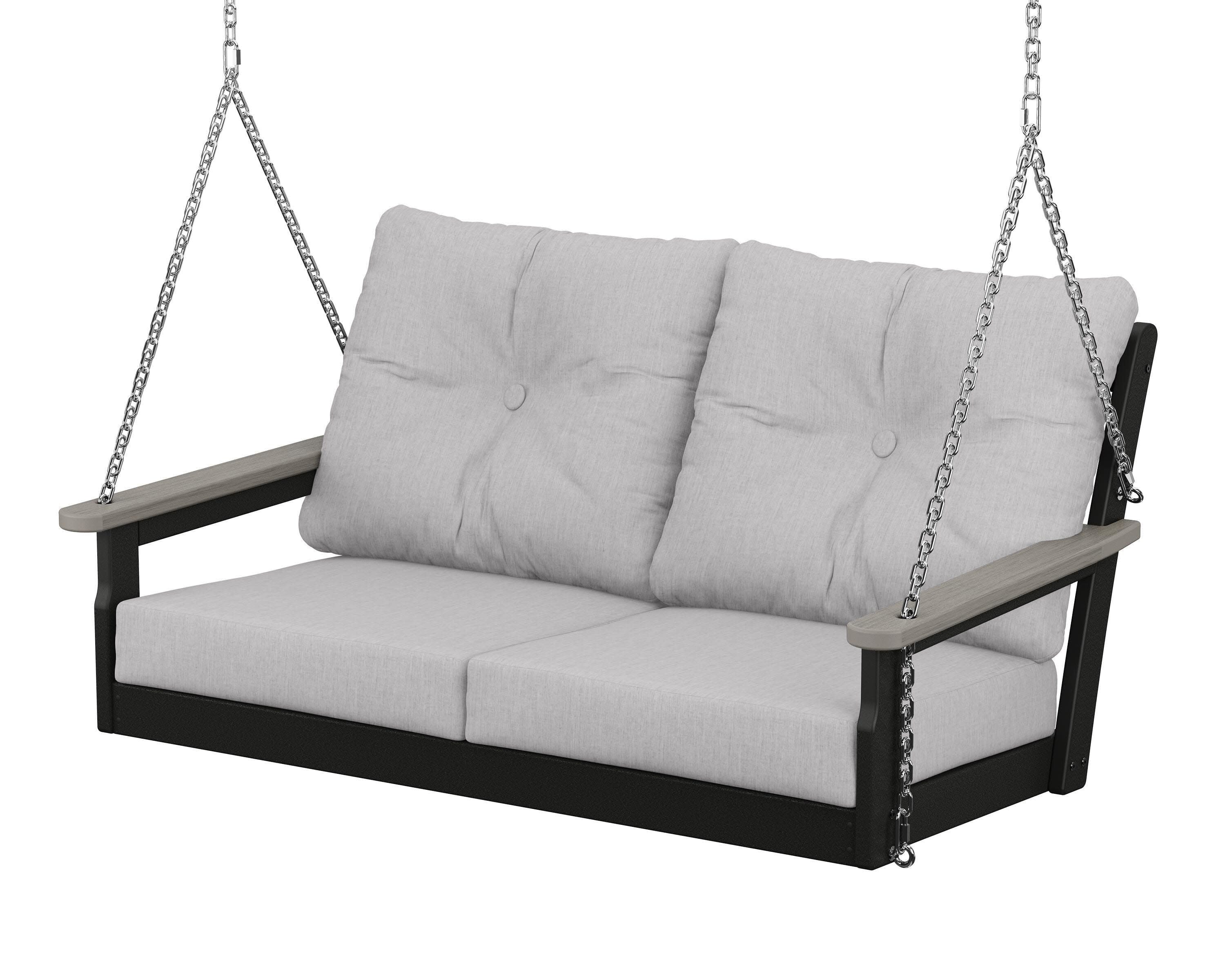 Vineyard Deep Seating Swing in Black / Driftwood / Granite