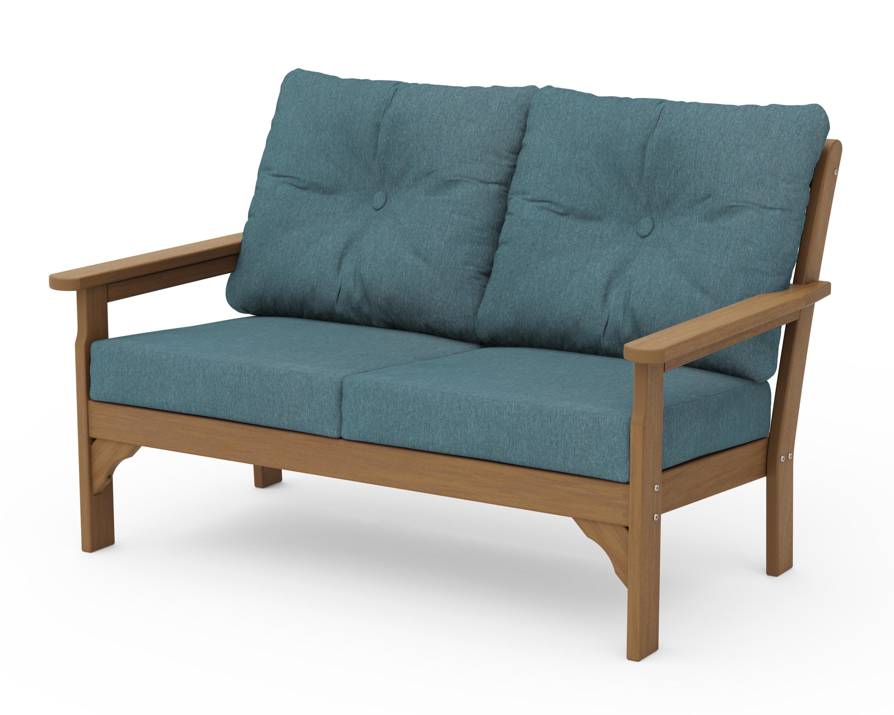 Vineyard Deep Seating Loveseat in Natural / Ocean Teal