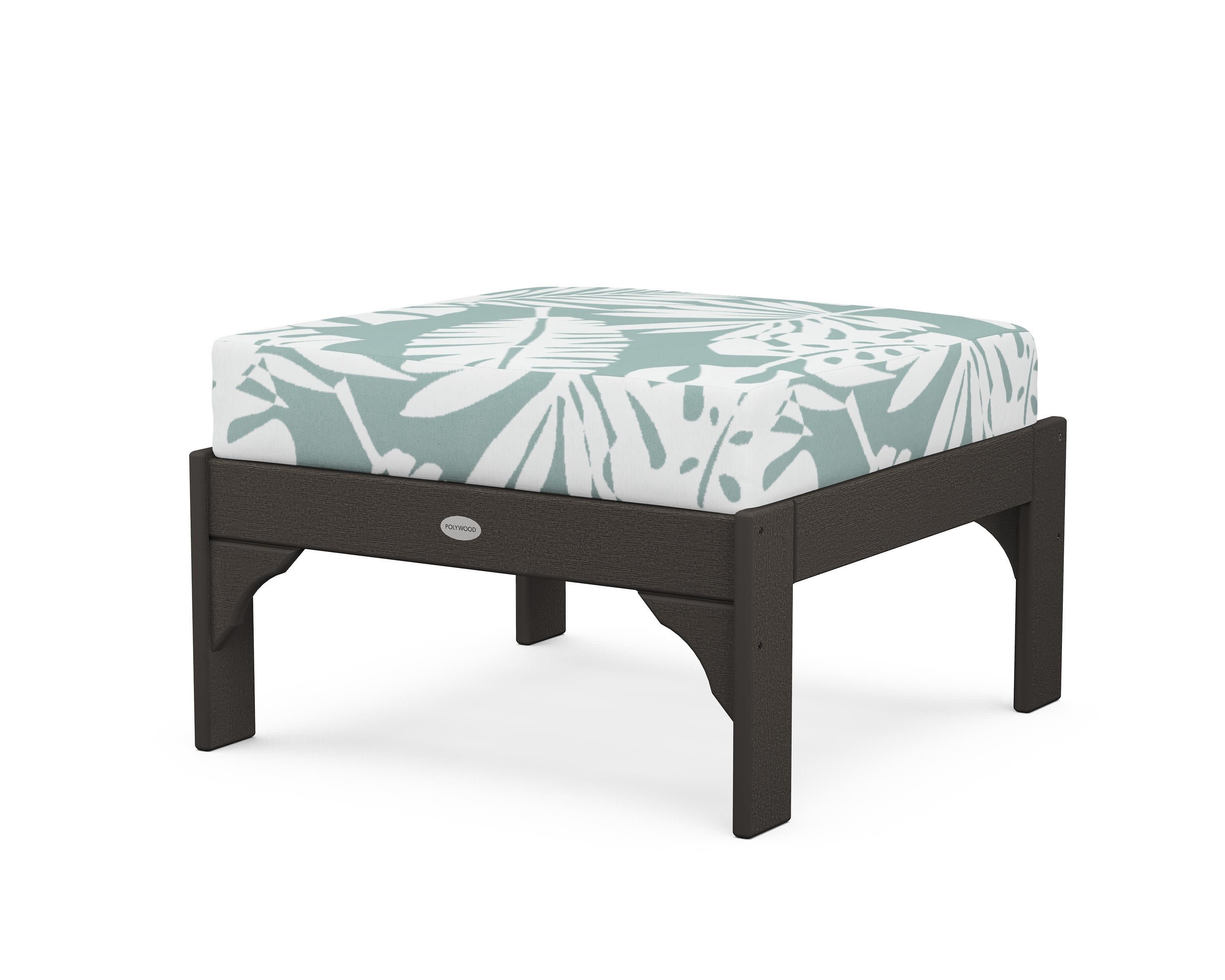 Vineyard Deep Seating Ottoman in Vintage Coffee / Leaf Glacier Spa