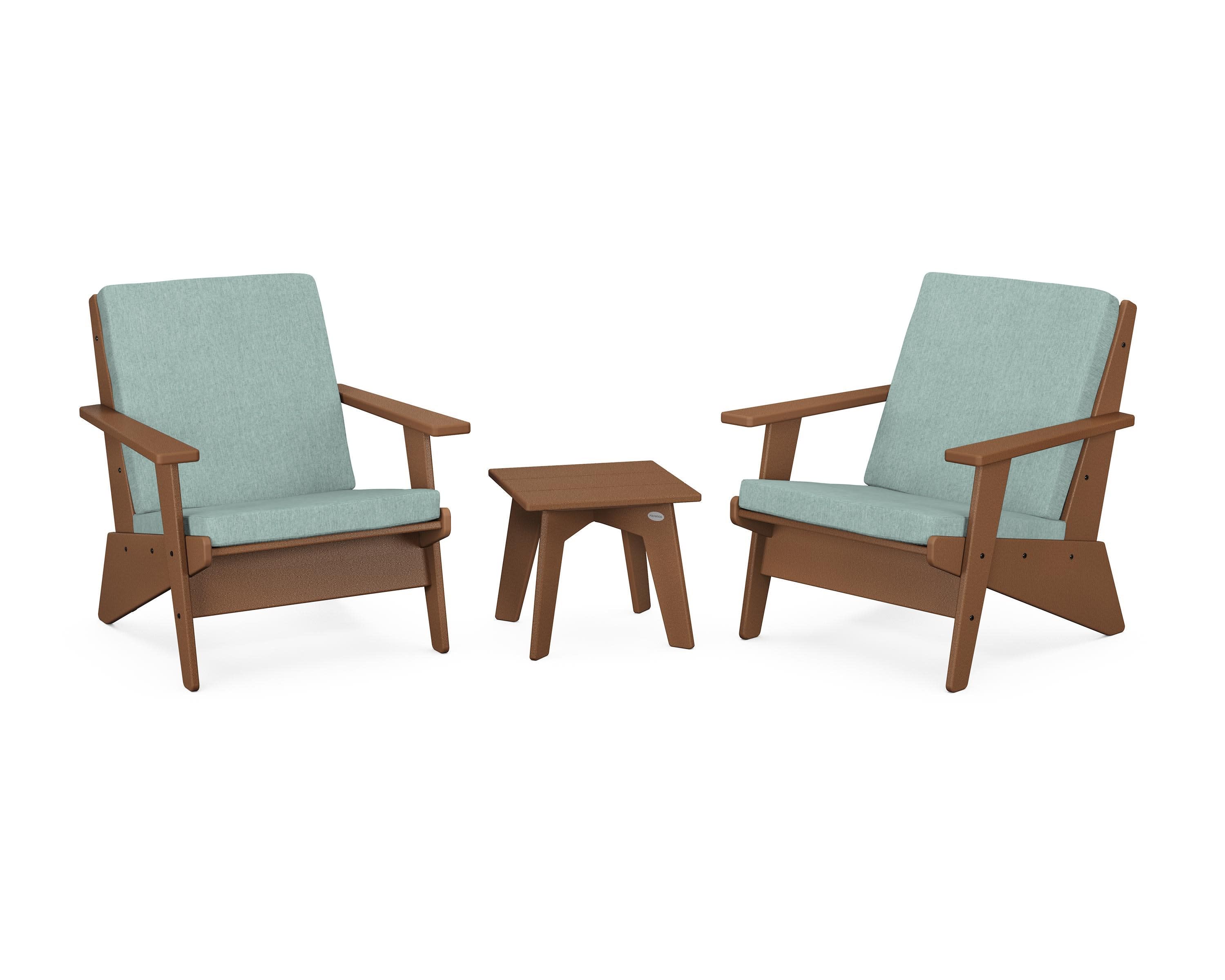 Riviera Modern Lounge 3-Piece Set in Teak / Glacier Spa