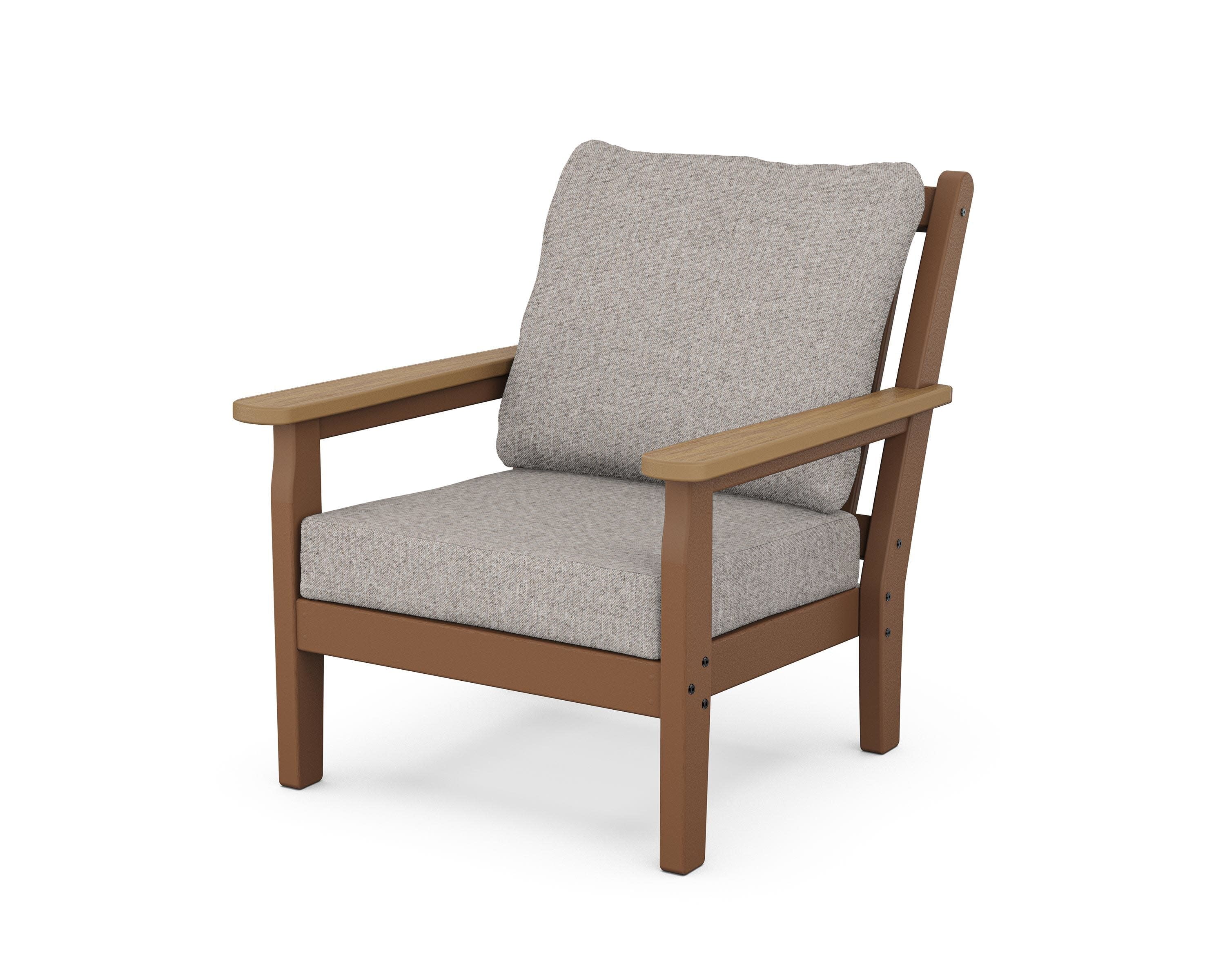 Chippendale Deep Seating Chair in Teak / Natural / Weathered Tweed
