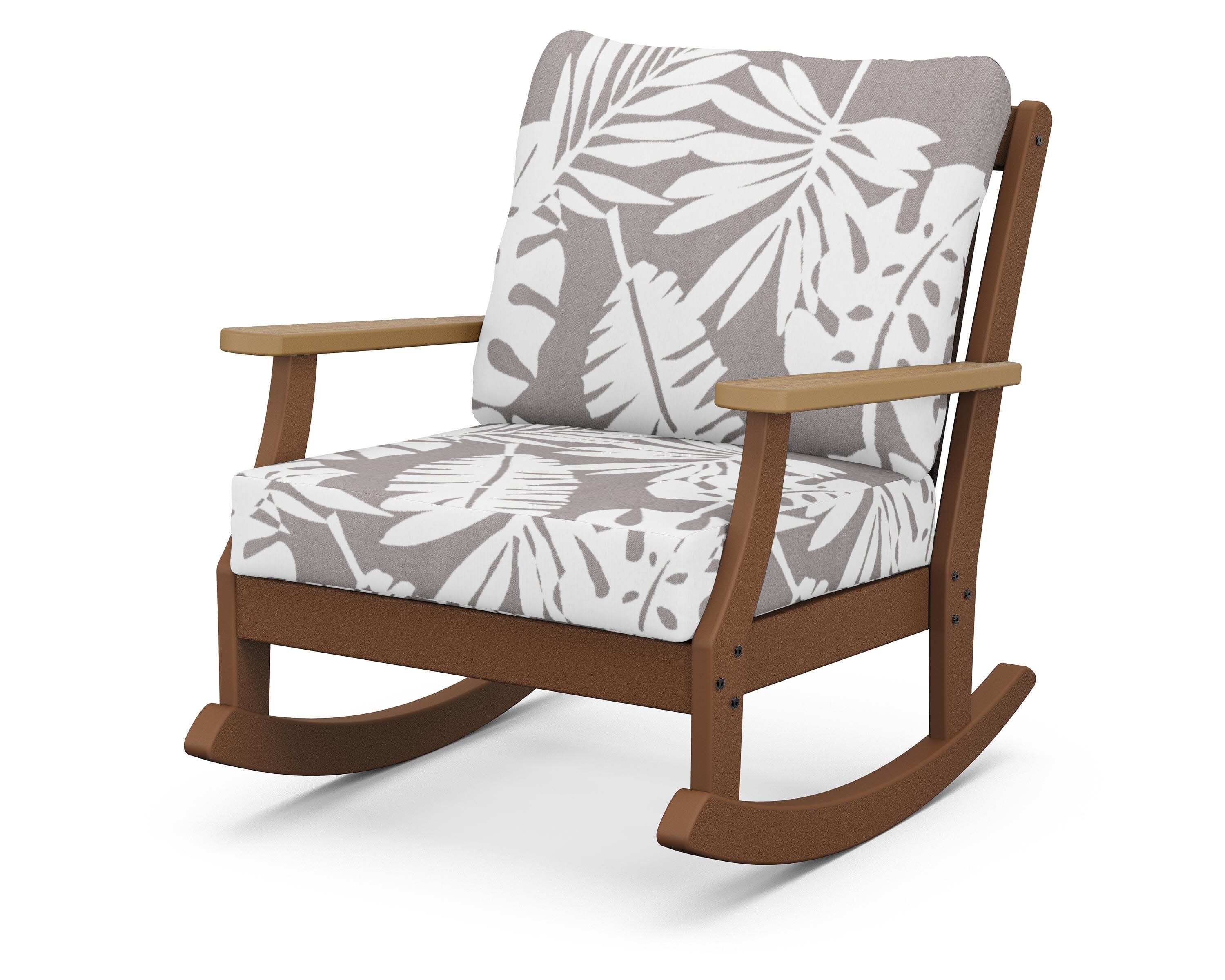 Braxton Deep Seating Rocking Chair in Teak / Natural / Leaf Grey Mist