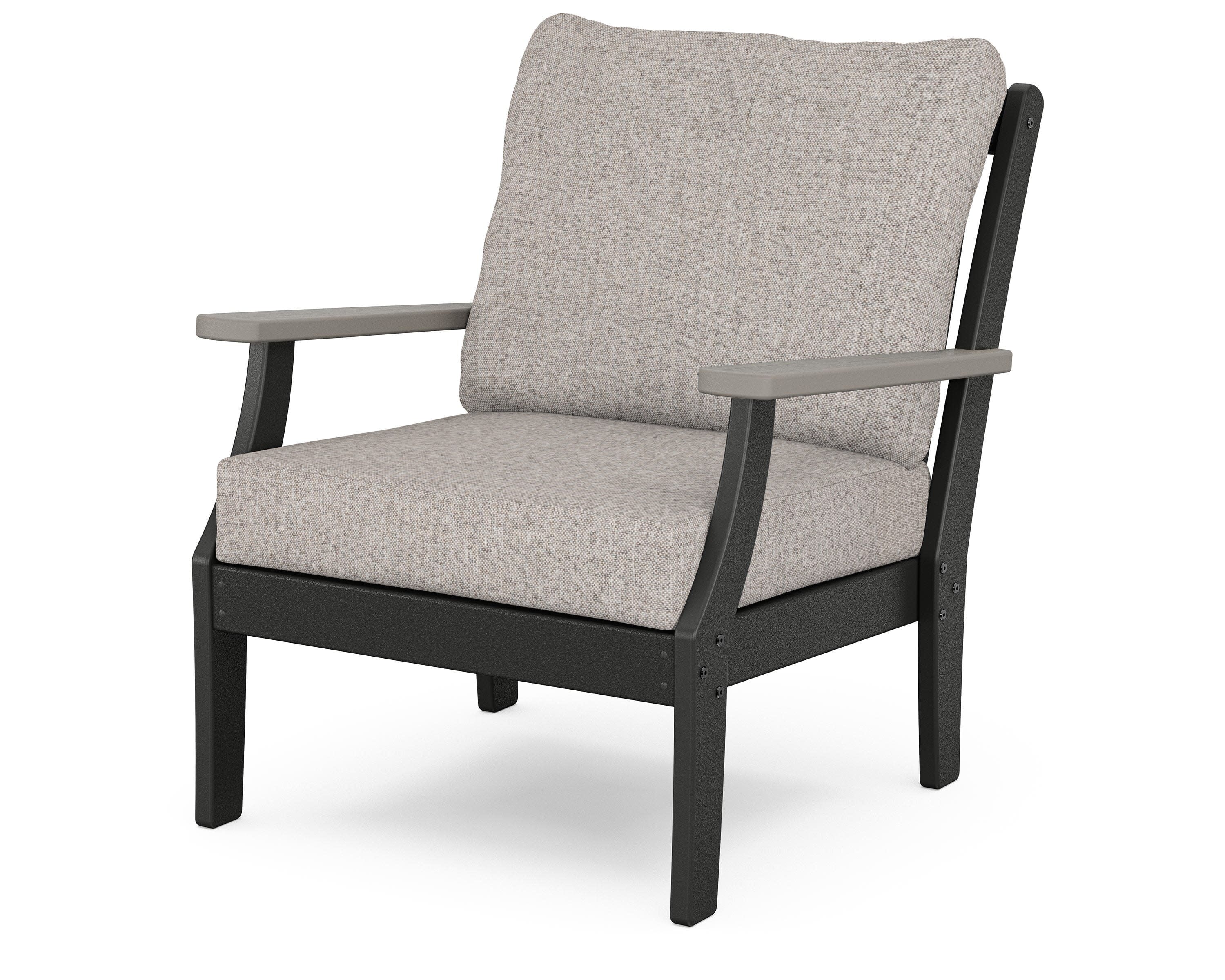 Braxton Deep Seating Chair in Black / Driftwood / Weathered Tweed