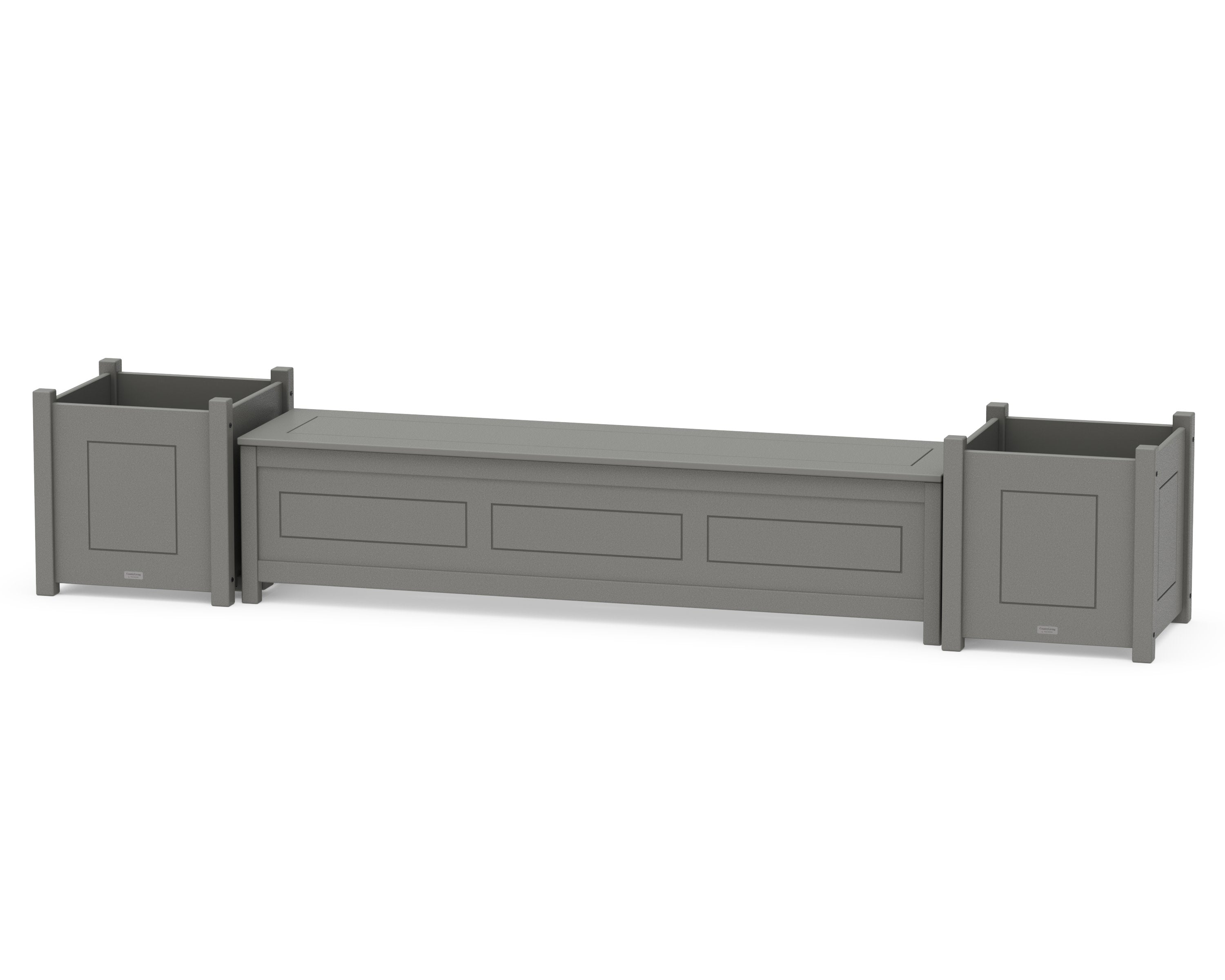 72" Country Living Straight Planter Storage Bench Set- Large in Slate Grey