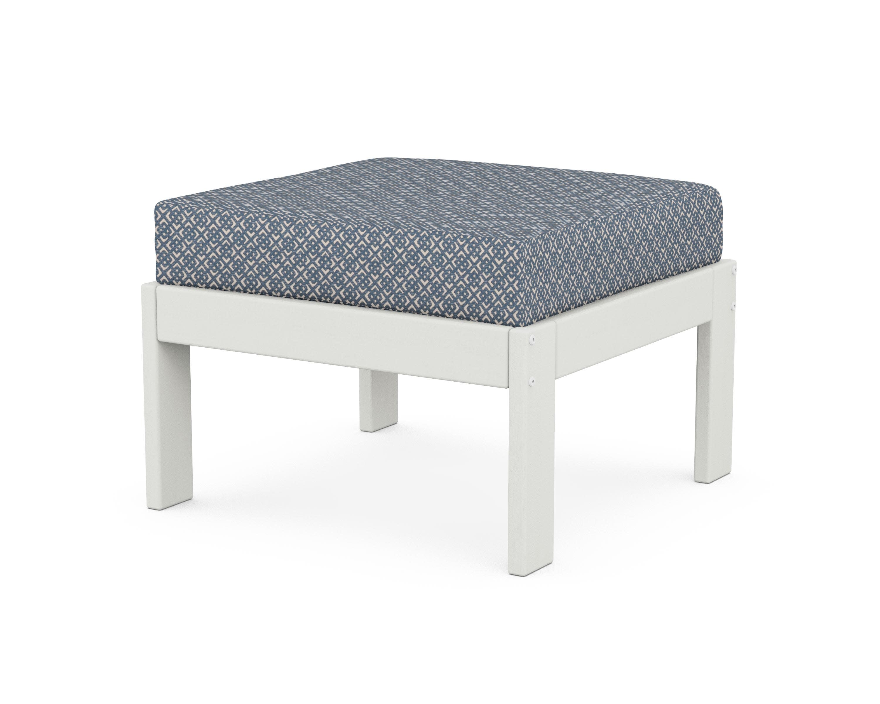 Vineyard Modular Ottoman in Vintage White / Hopscotch
