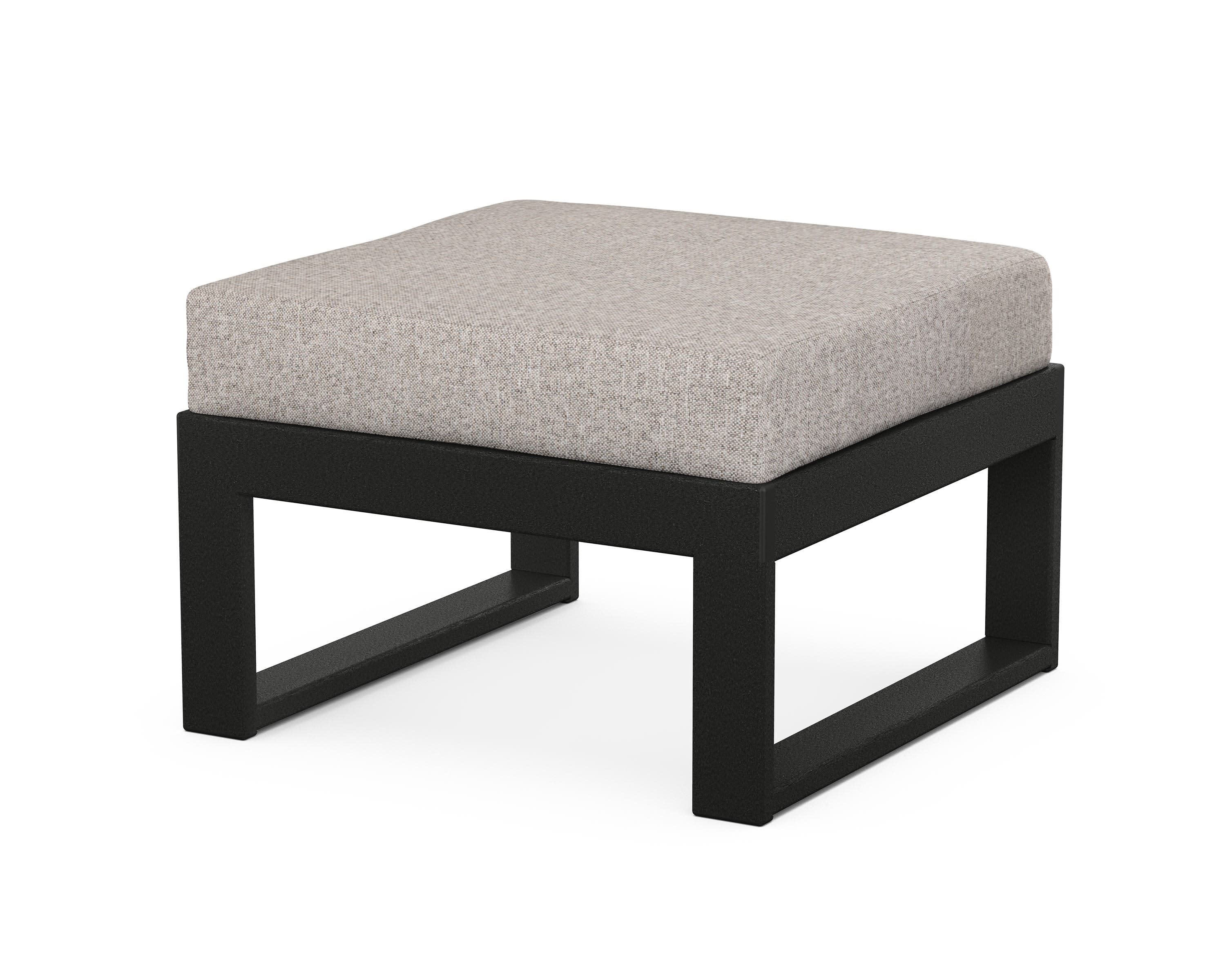 Modular Ottoman - Modern in Black / Weathered Tweed