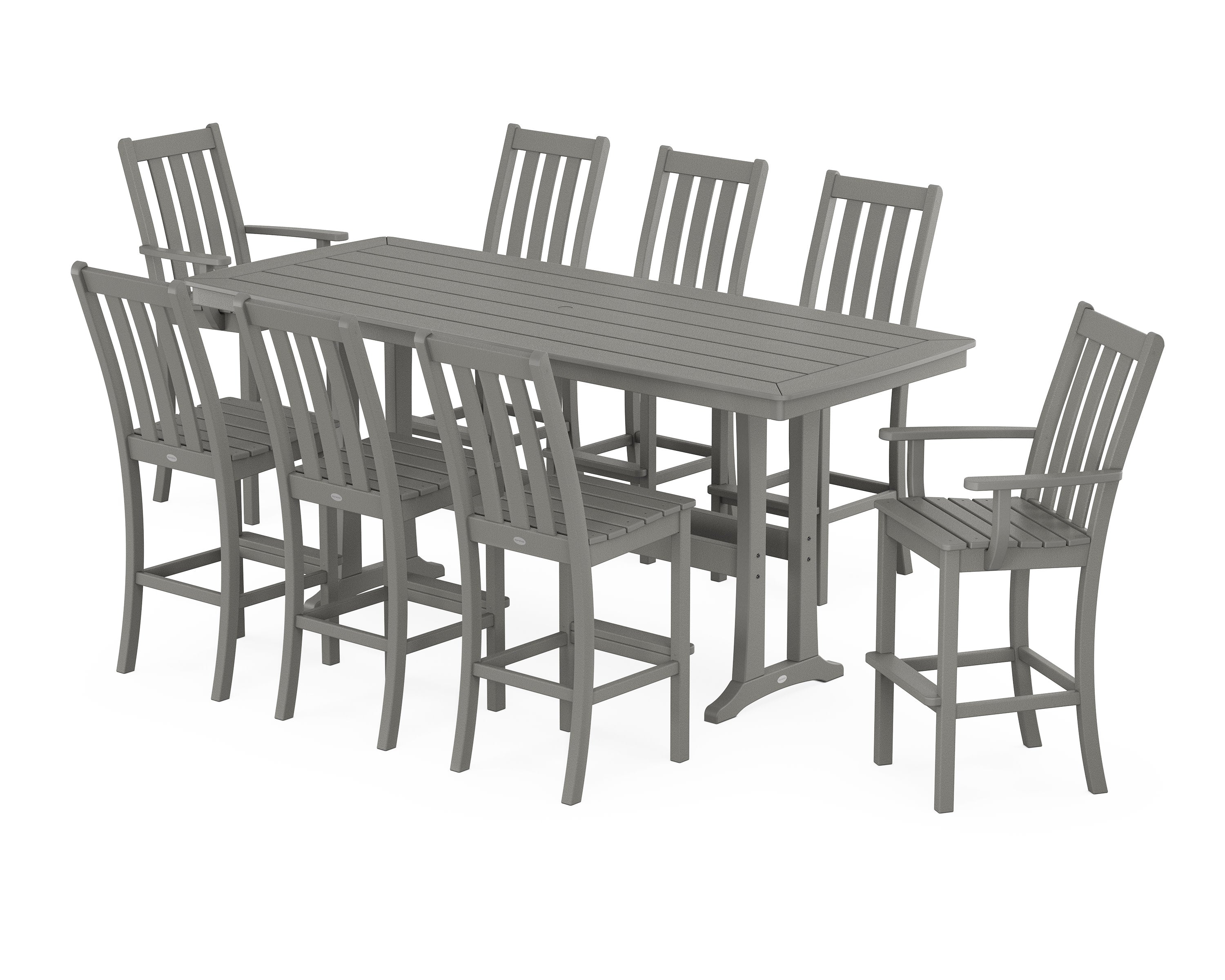 Vineyard 9-Piece Bar Set with Trestle Legs in Slate Grey