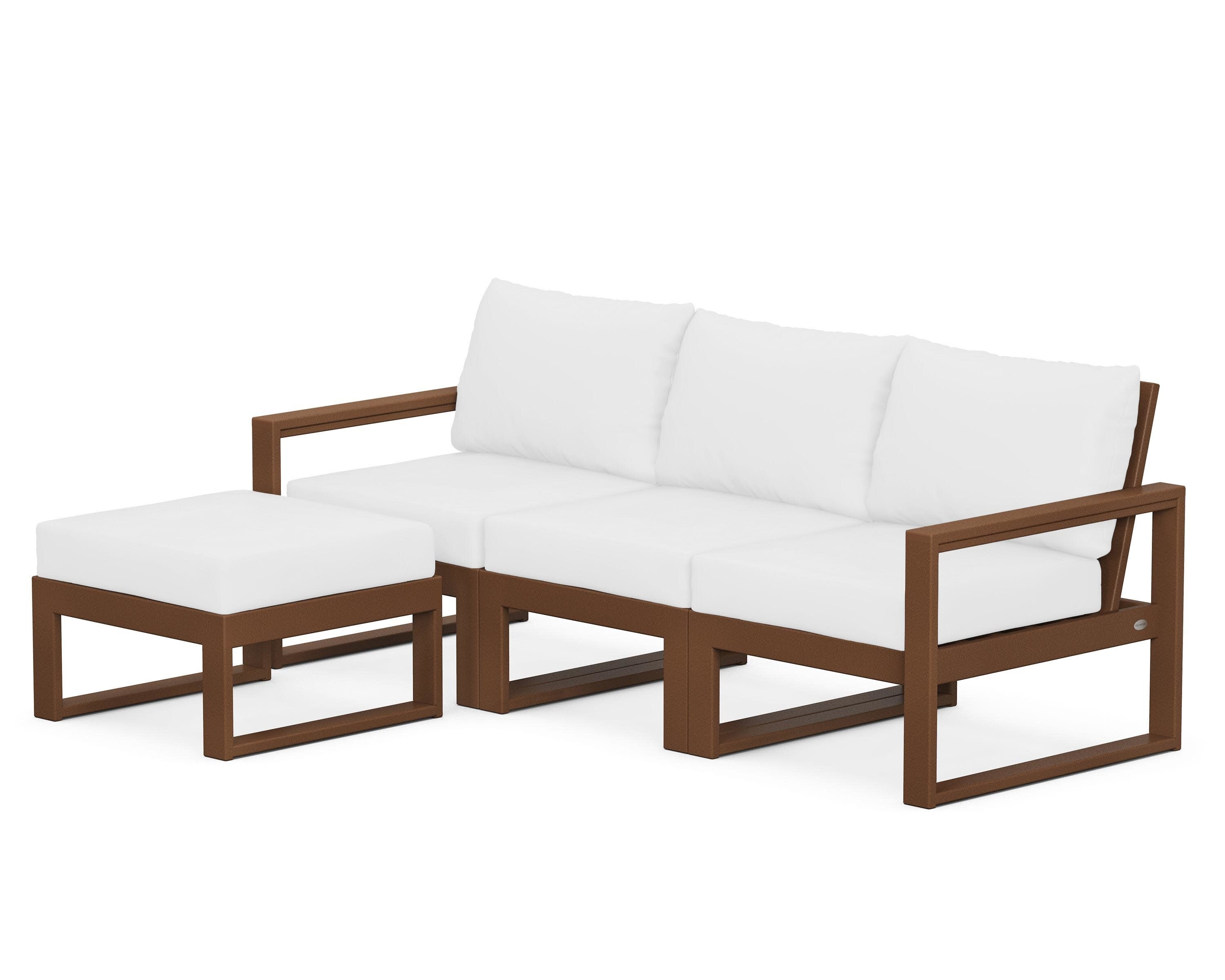 EDGE 4-Piece Modular Deep Seating Set with Ottoman in Teak / Natural