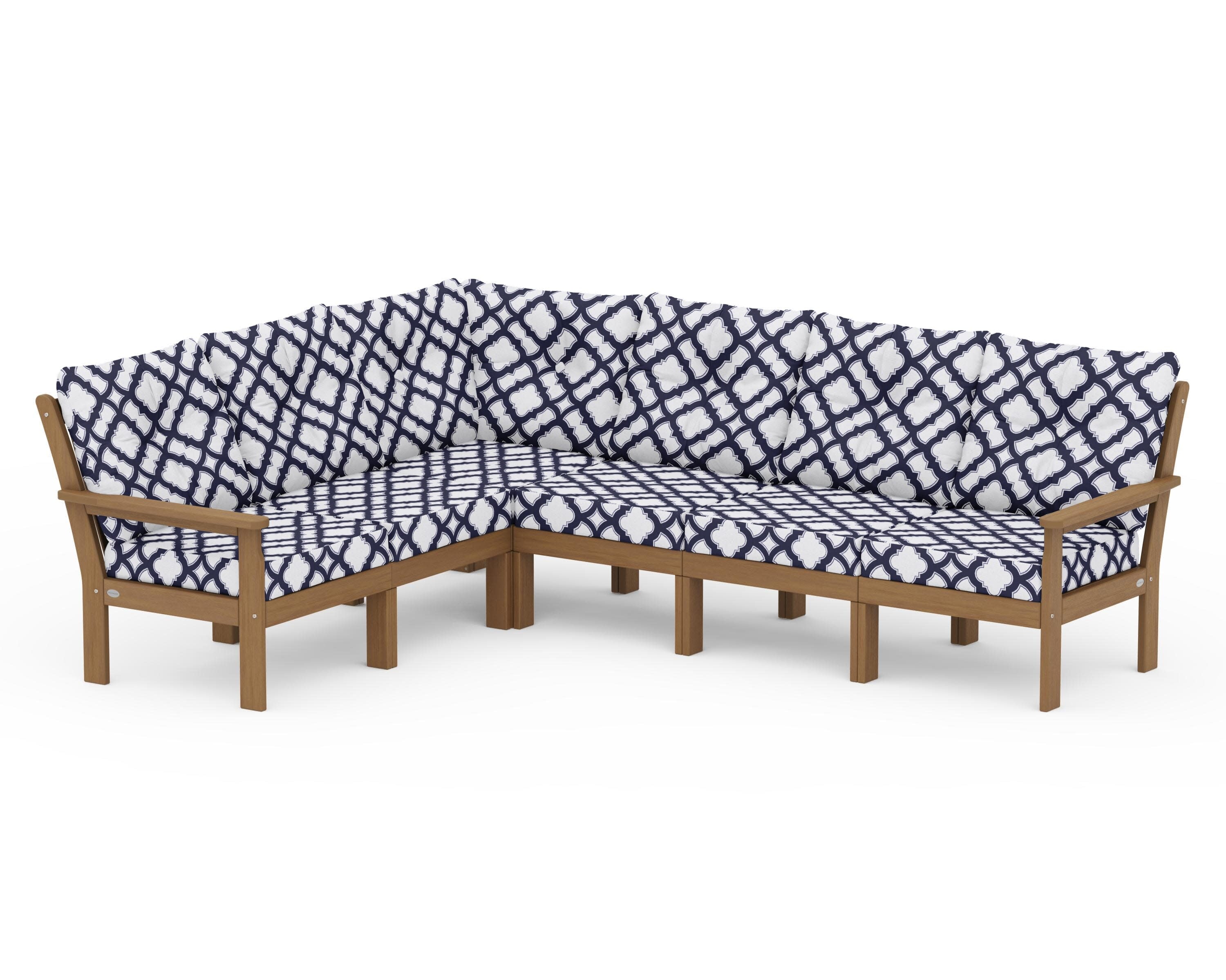 Vineyard 6-Piece Sectional in Natural / Trellis Navy