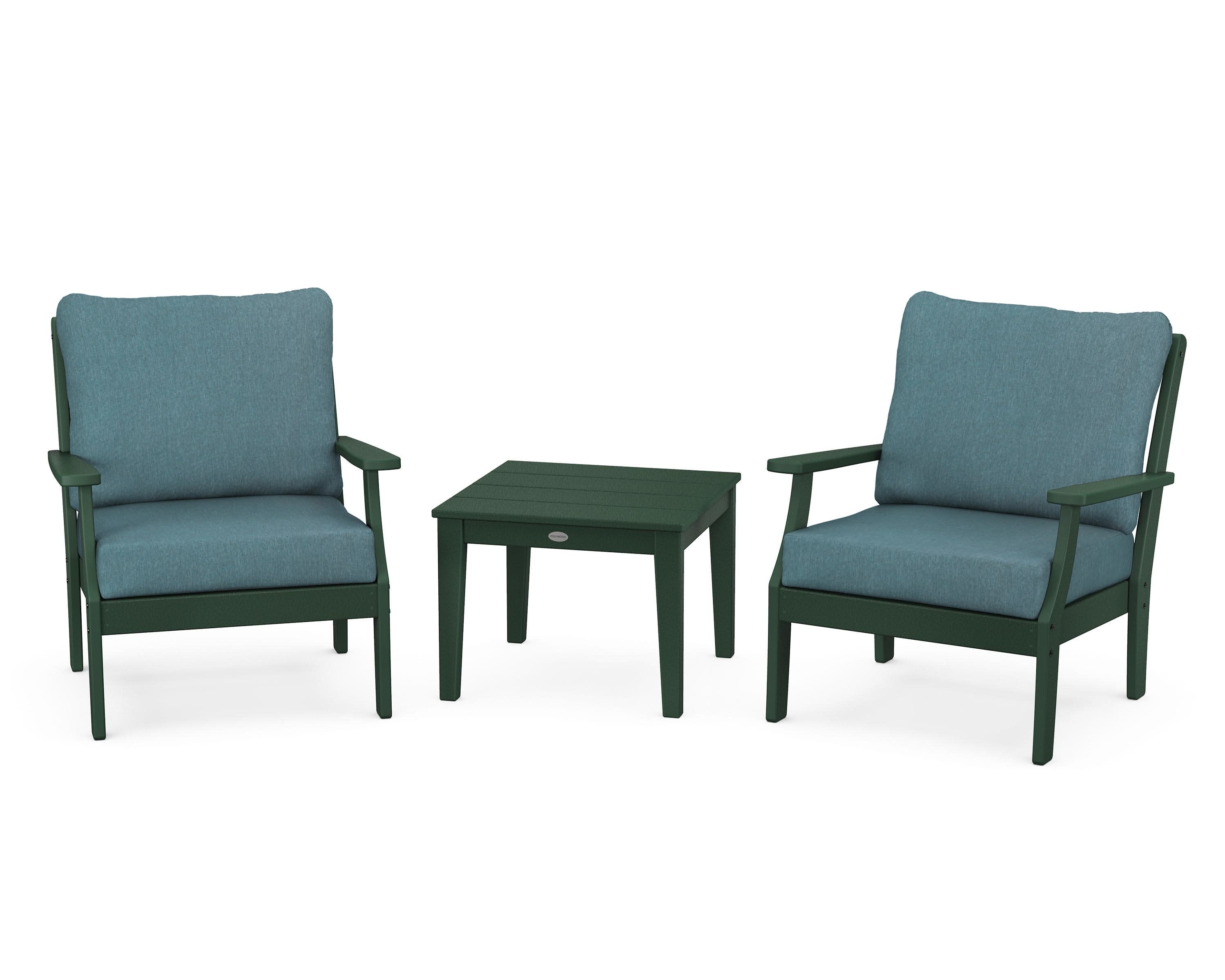 Braxton 3-Piece Deep Seating Set in Green / Ocean Teal