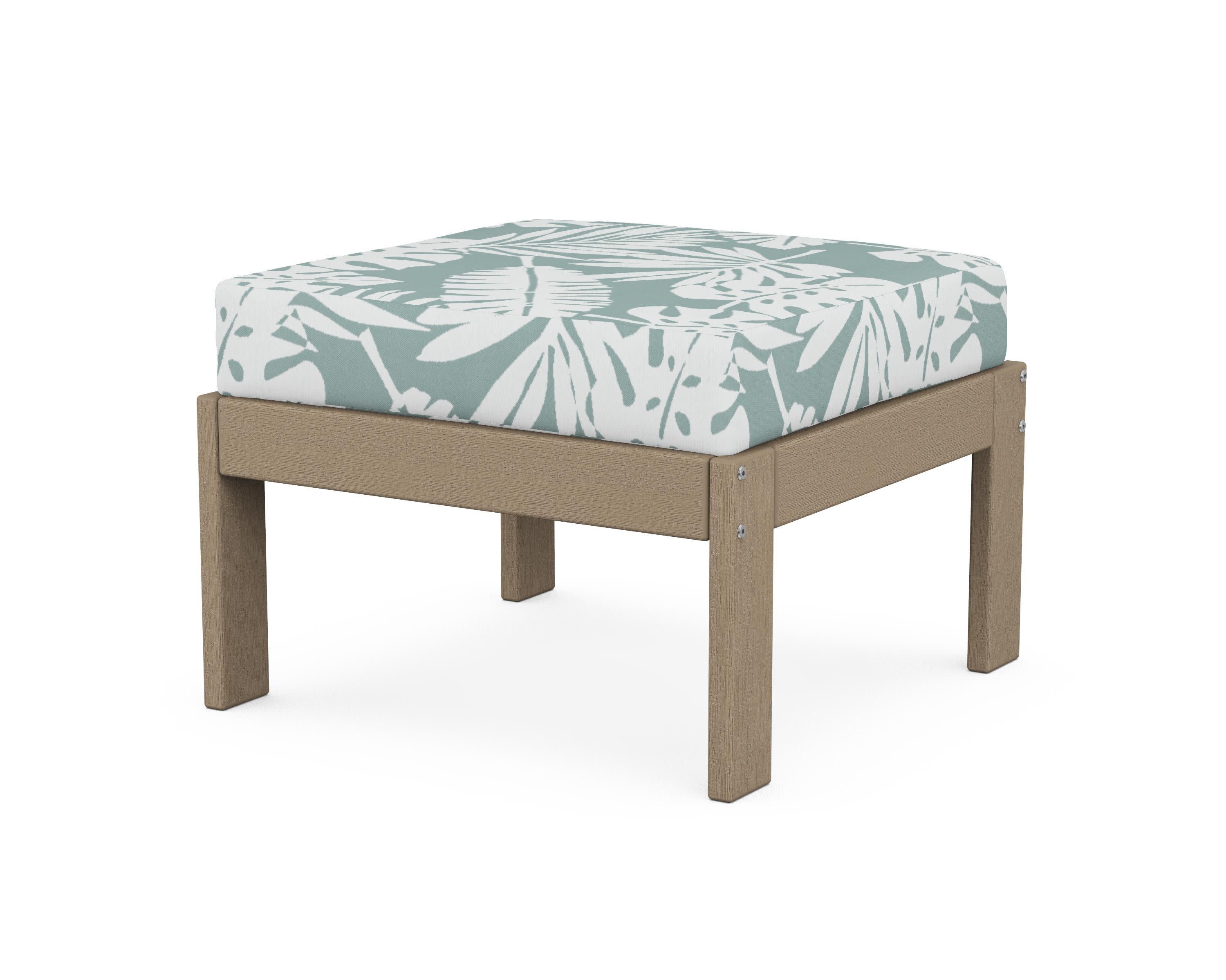 Vineyard Modular Ottoman in Vintage Sahara / Leaf Glacier Spa