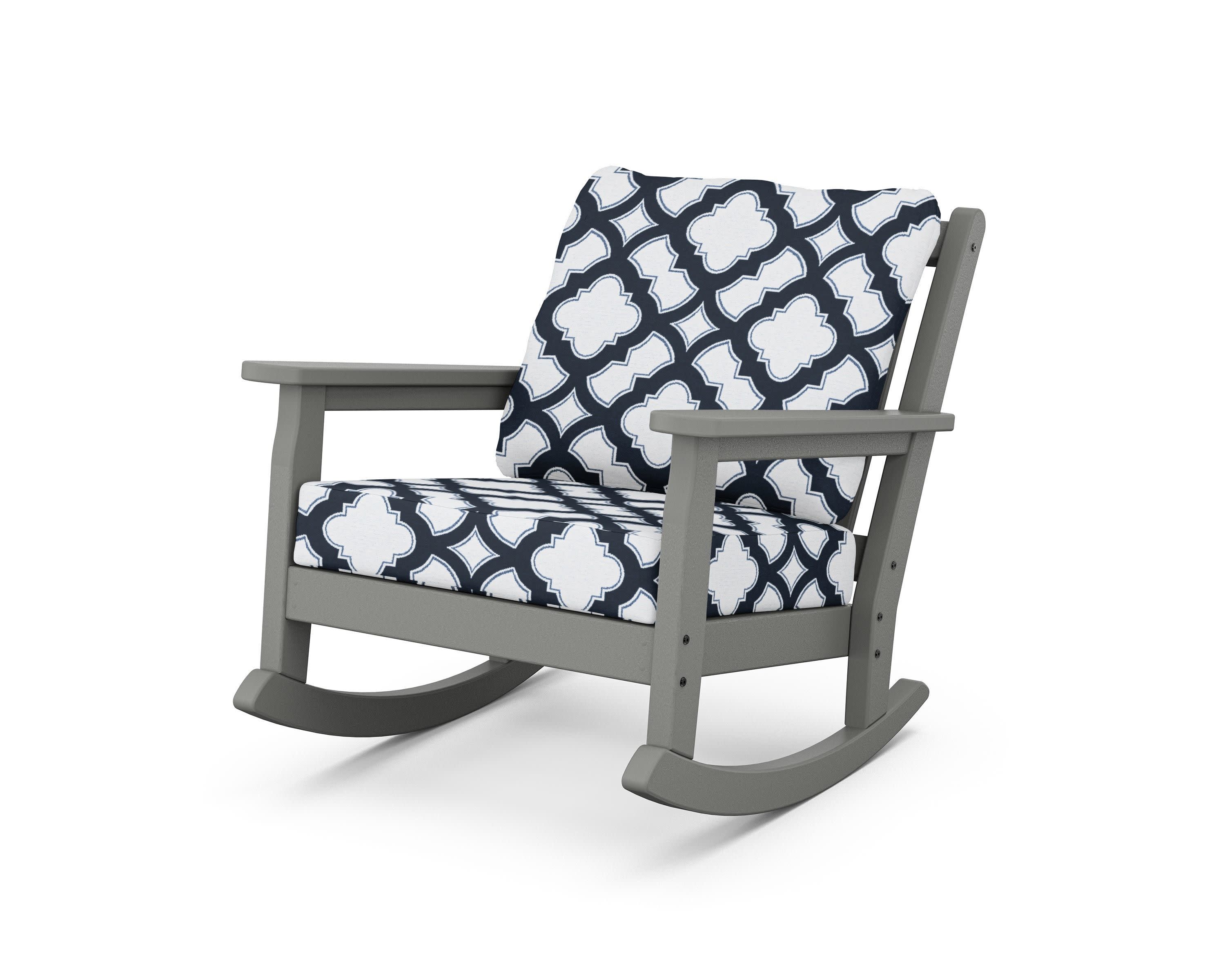 Chippendale Deep Seating Rocking Chair in Slate Grey / Trellis Marine Indigo