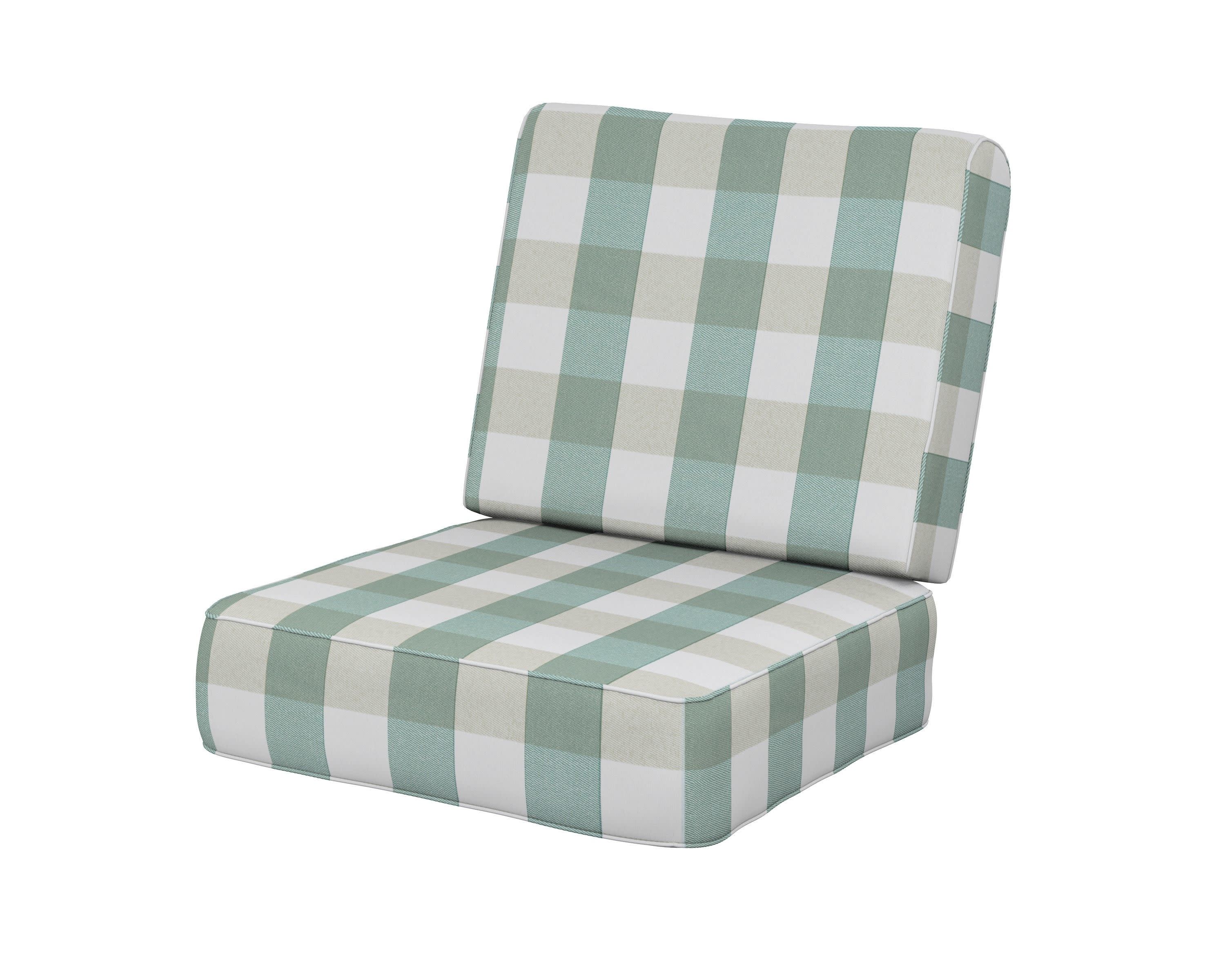 Ateeva Harbour Seat and Back Cushion in Buffalo Plaid Glacier Spa