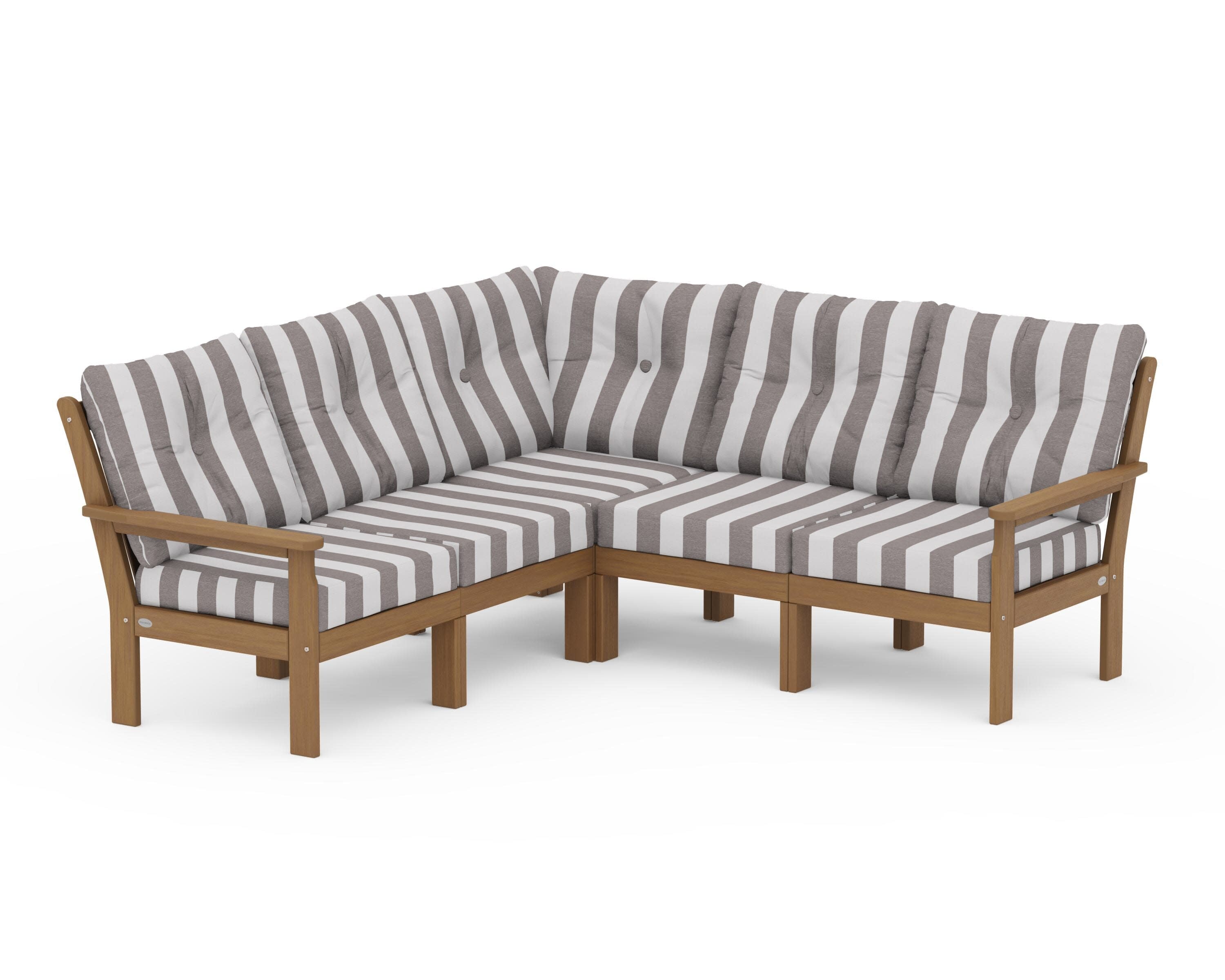 Vineyard 5-Piece Sectional in Natural / Cabana Stripe Grey Mist