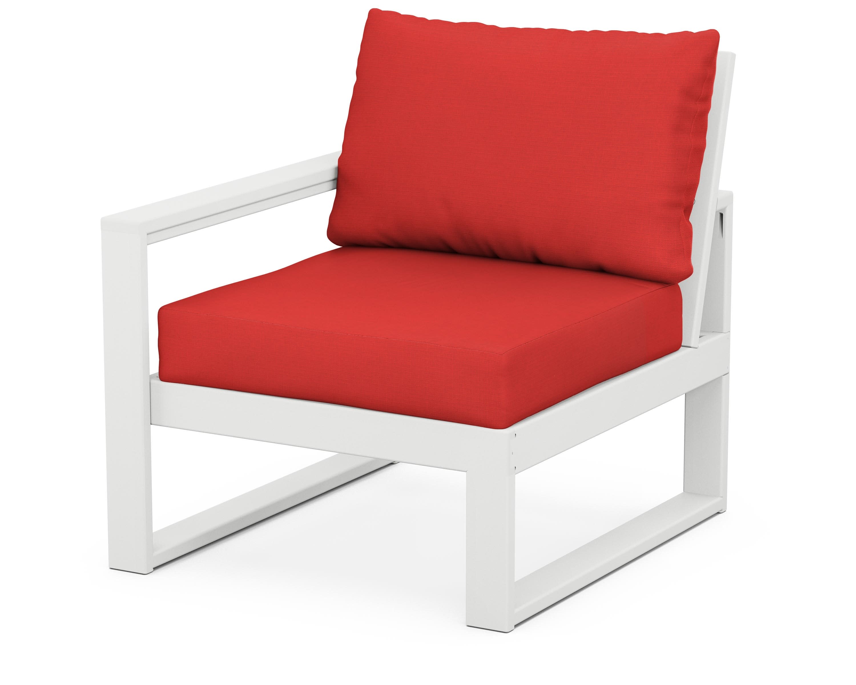 EDGE Modular Left Arm Chair in White / Crimson Linen