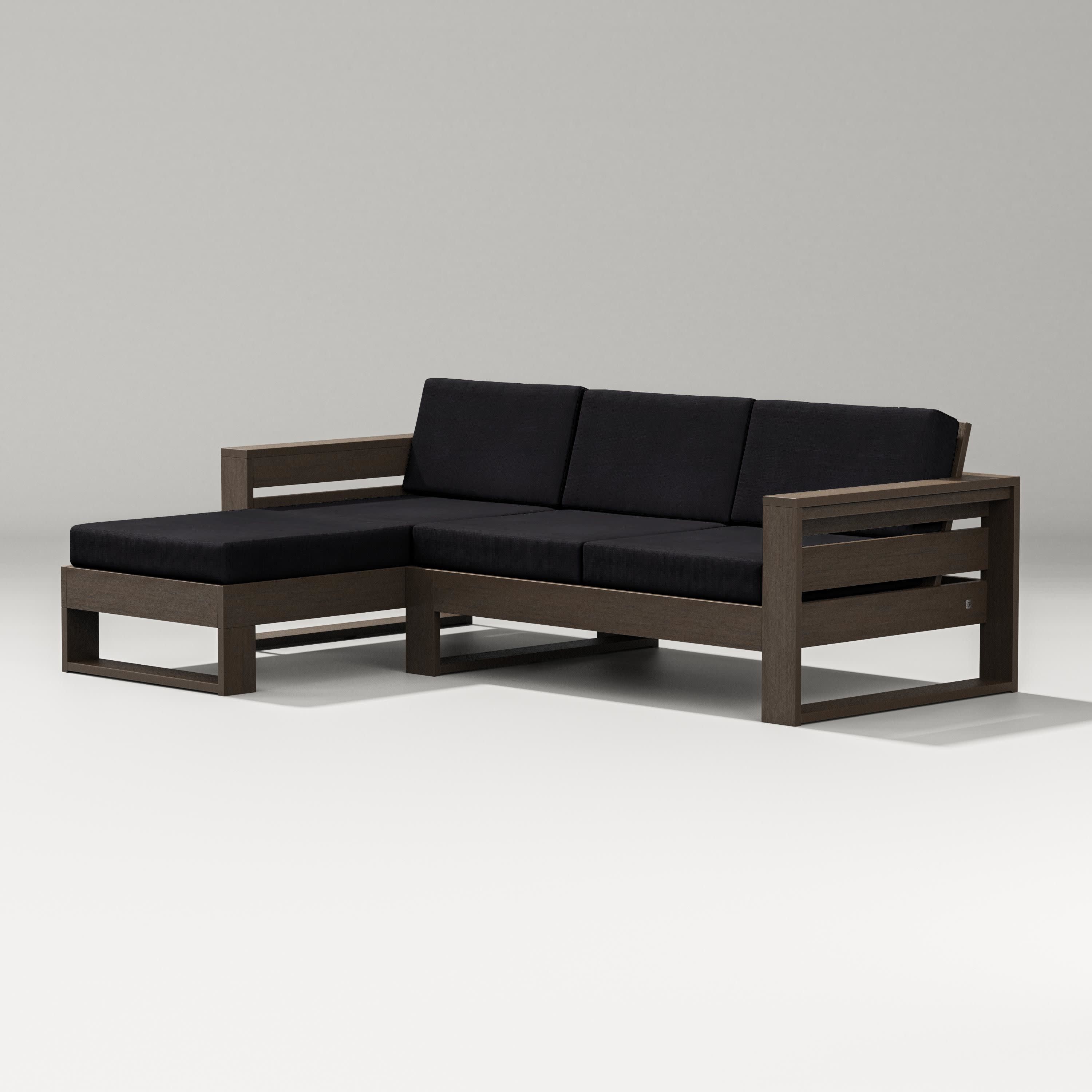 Latitude Left Chaise Sectional in Kona / Midnight Linen