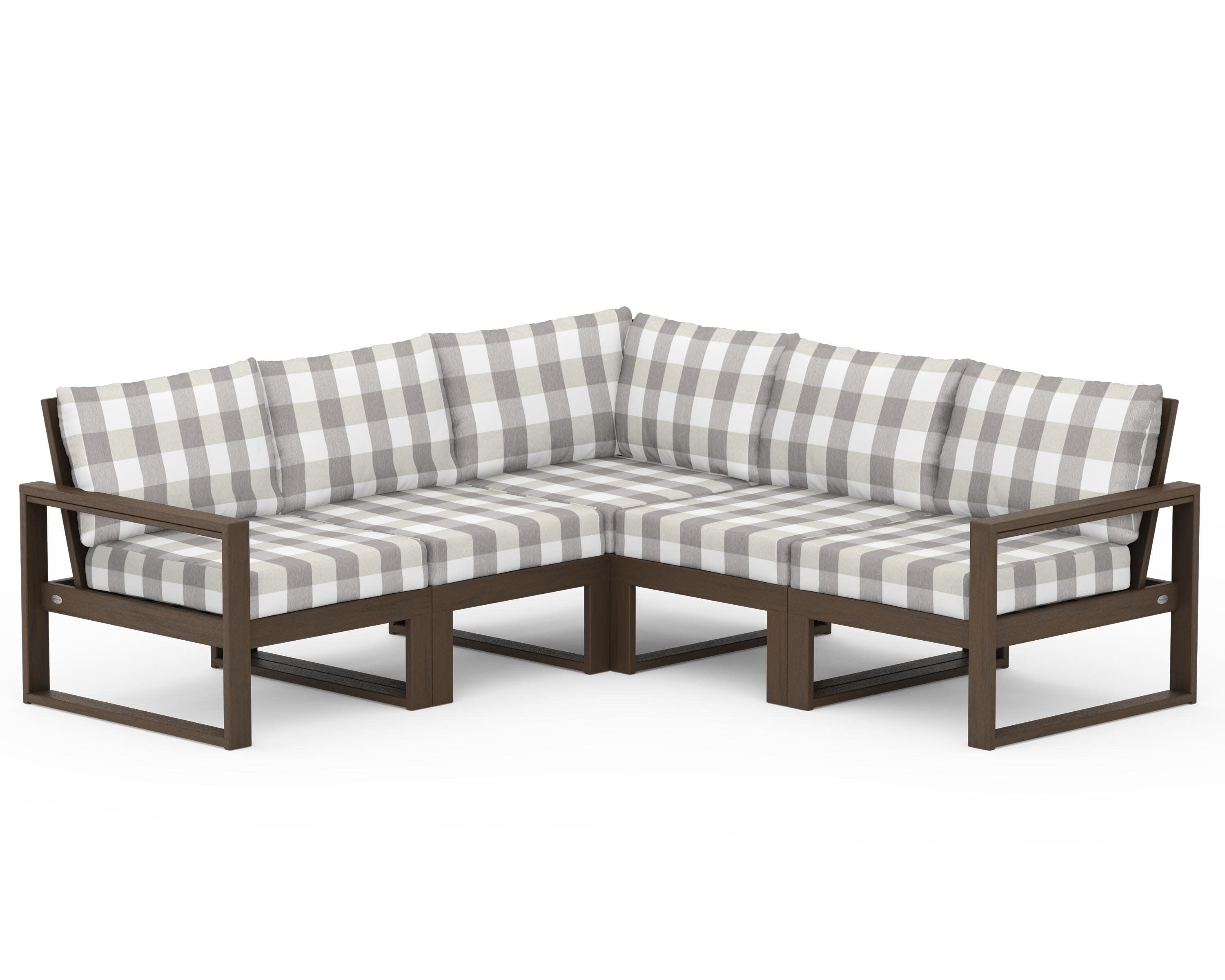 EDGE 5-Piece Modular Deep Seating Set in Kona / Buffalo Plaid Grey Mist