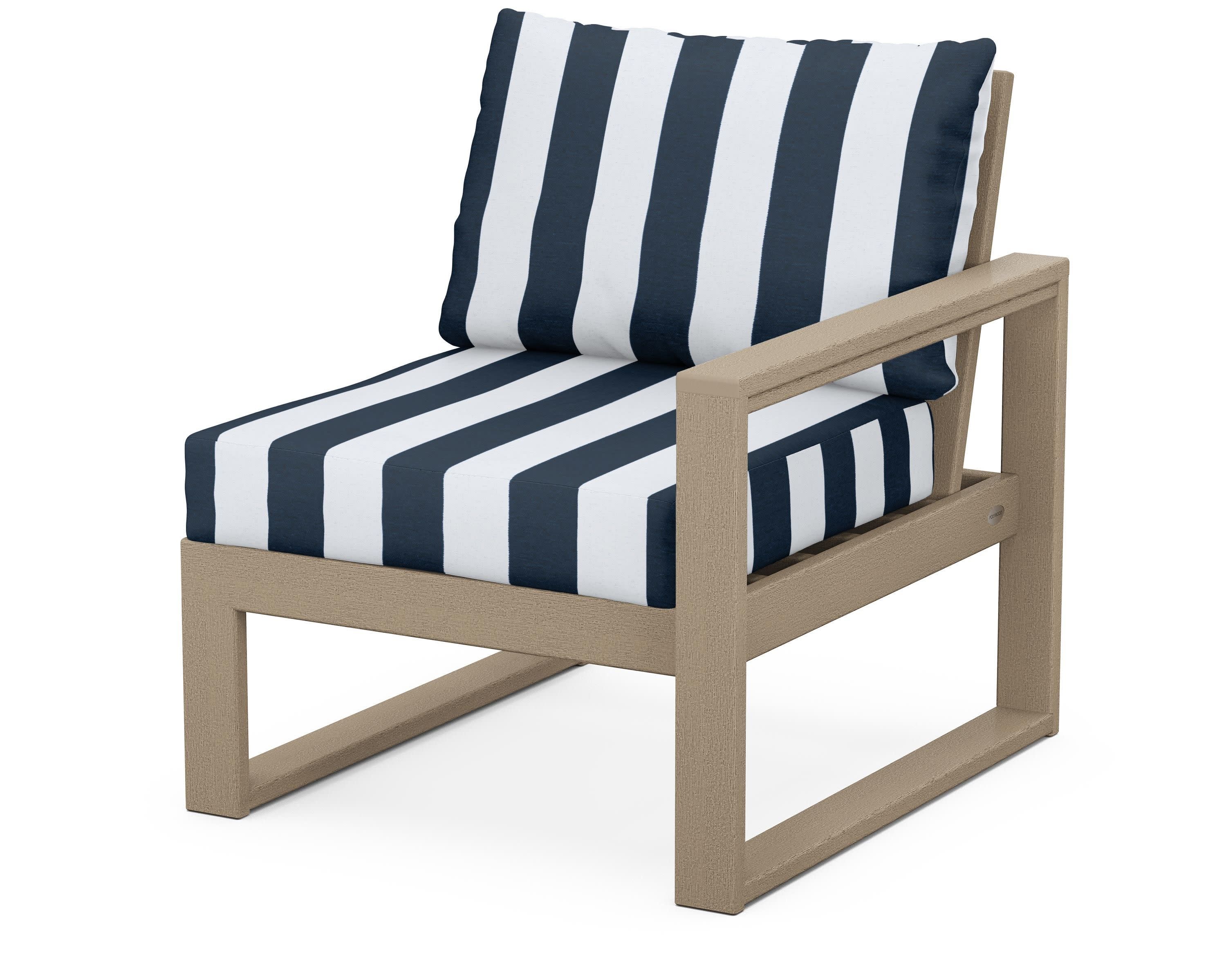 EDGE Modular Right Arm Chair in Vintage Sahara / Cabana Stripe Marine Indigo