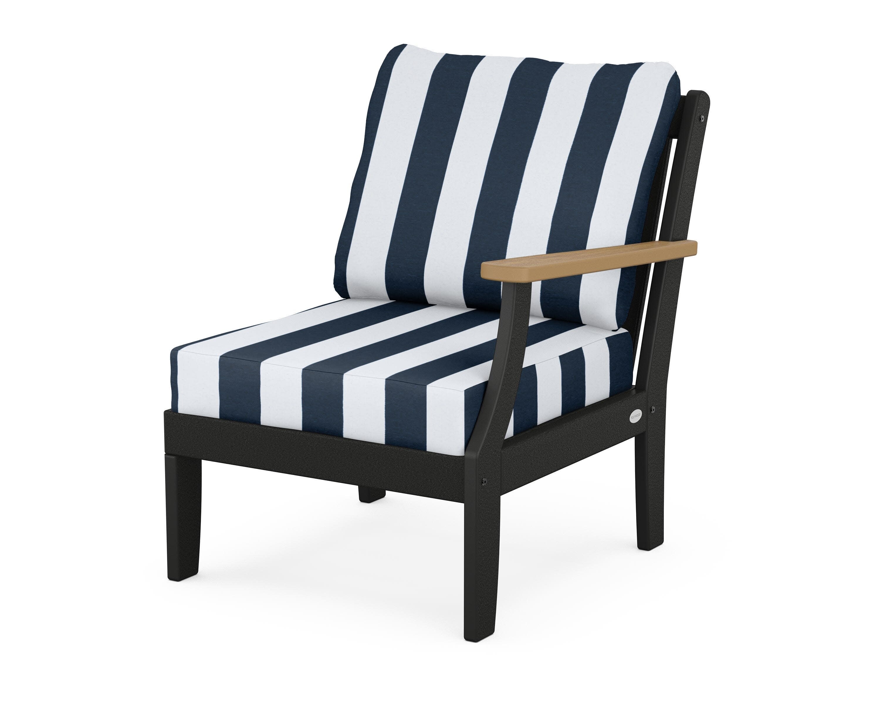 Braxton Modular Right Arm Chair in Black / Natural / Cabana Stripe Marine Indigo