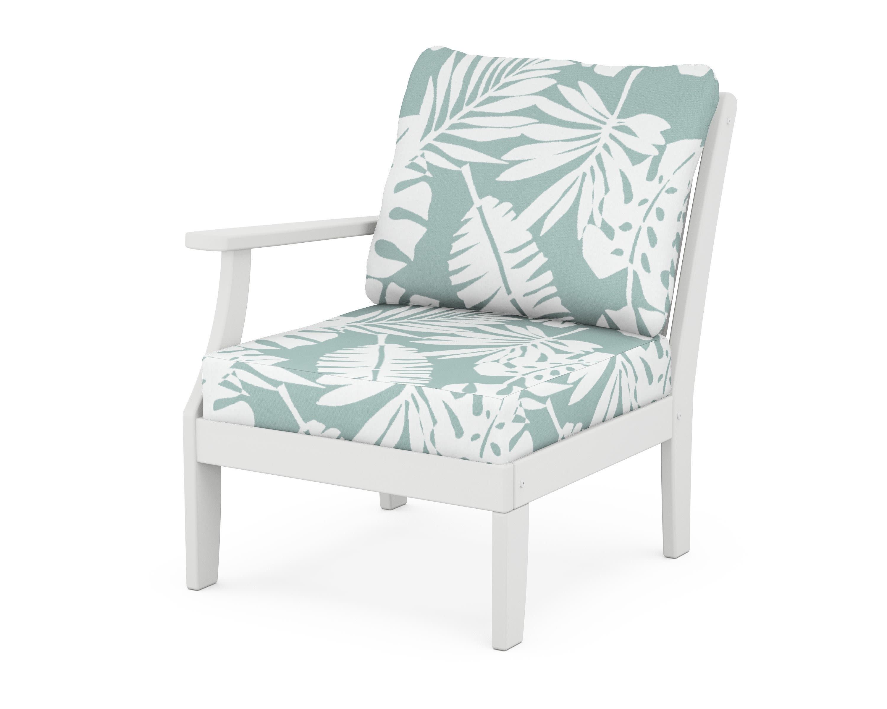 Braxton Modular Left Arm Chair in White / Leaf Glacier Spa