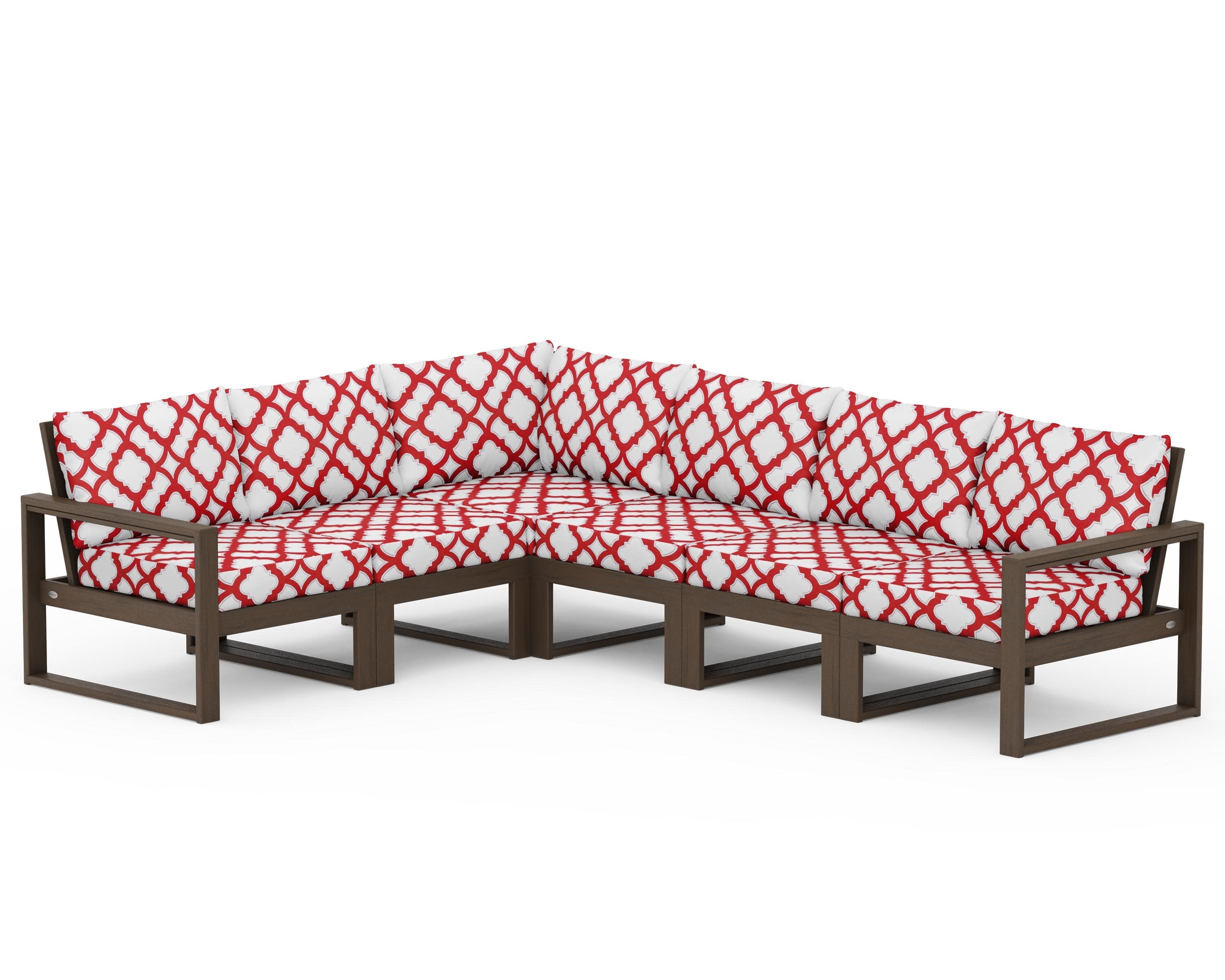 EDGE 6-Piece Modular Deep Seating Set in Kona / Trellis Crimson