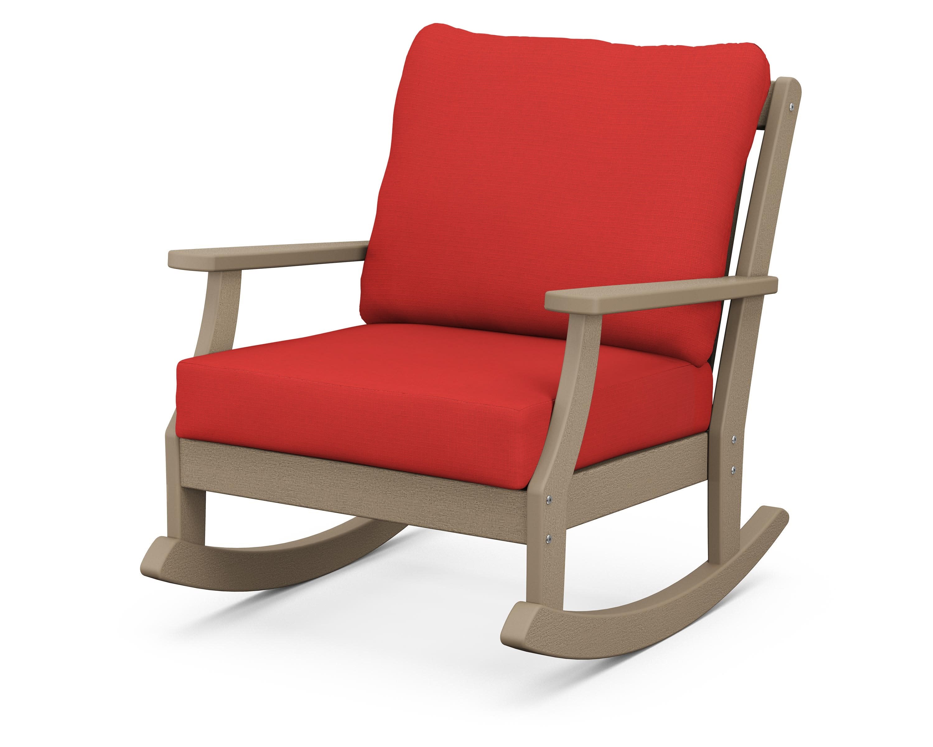 Braxton Deep Seating Rocking Chair in Vintage Sahara / Crimson Linen